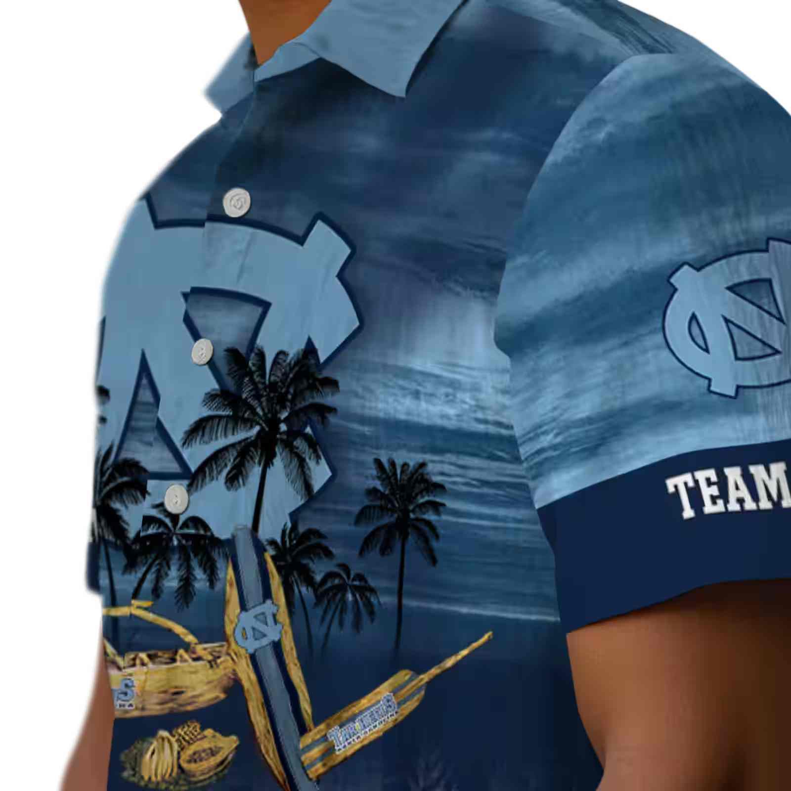 custom north carolina tar heels tropical canoe light blue hawaiian shirt trendy