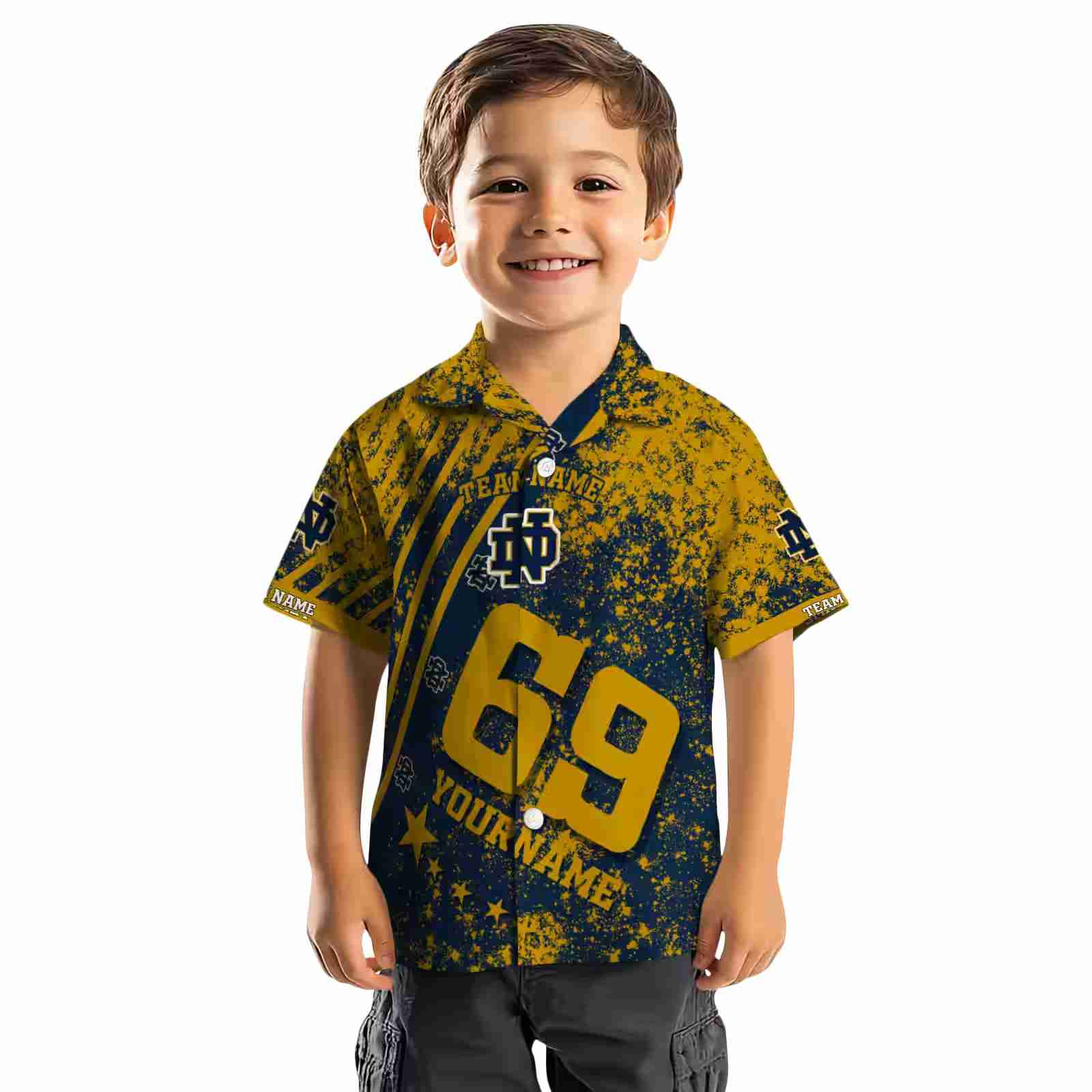 custom notre dame fighting irish star stripes navy hawaiian shirt top rated