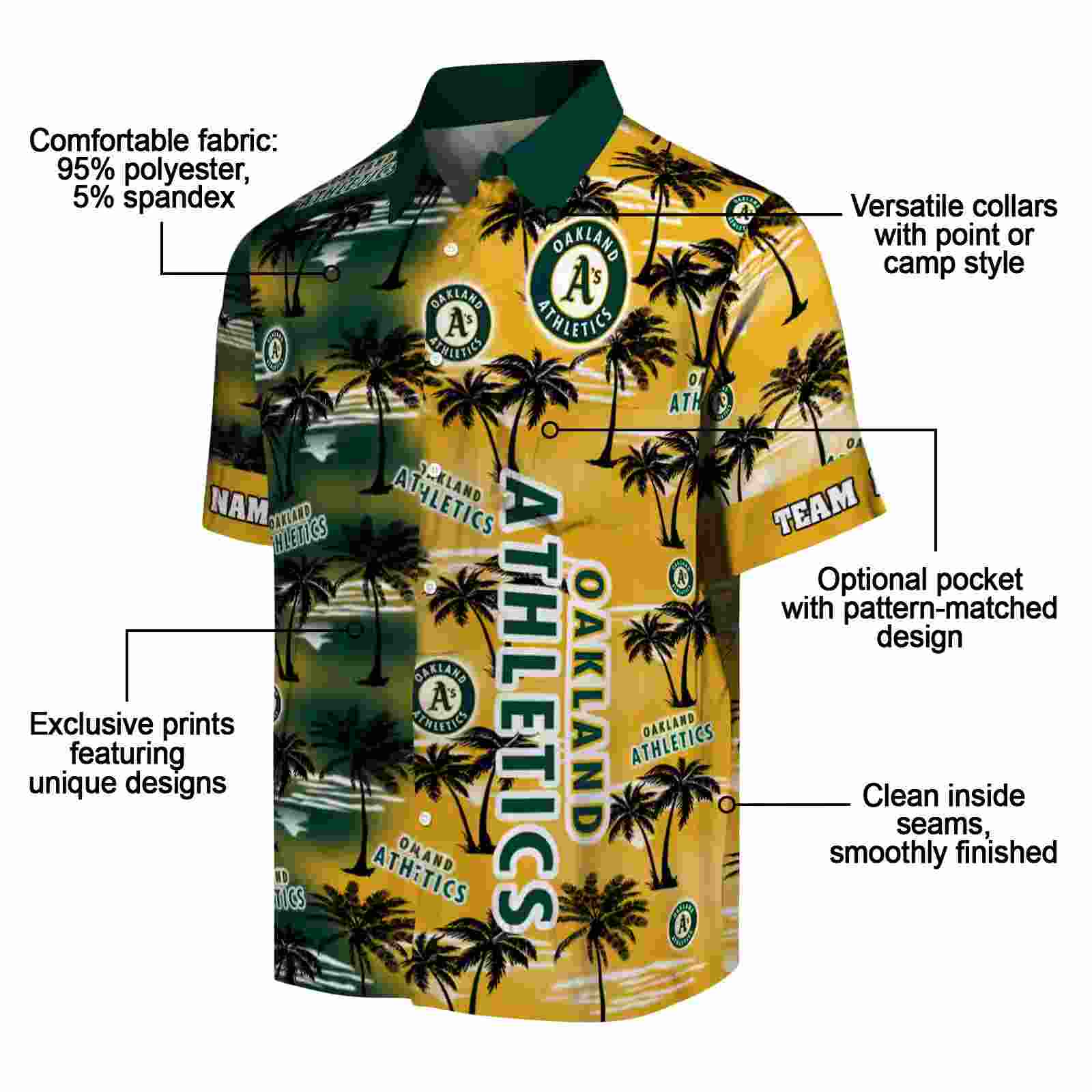 custom oakland athletics palm silhouettes green hawaiian shirt new arrival