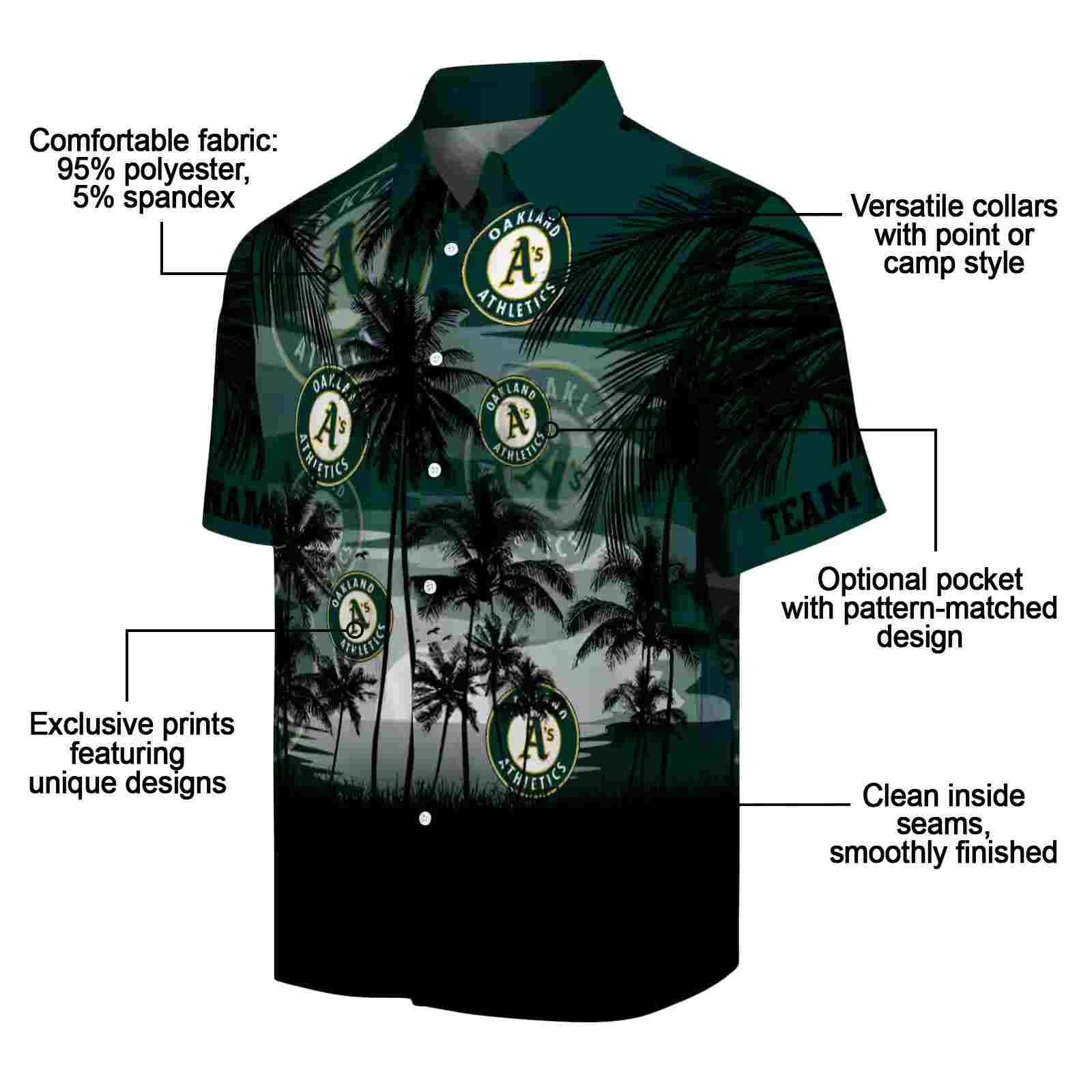 custom oakland athletics sunset scene green black hawaiian shirt new arrival