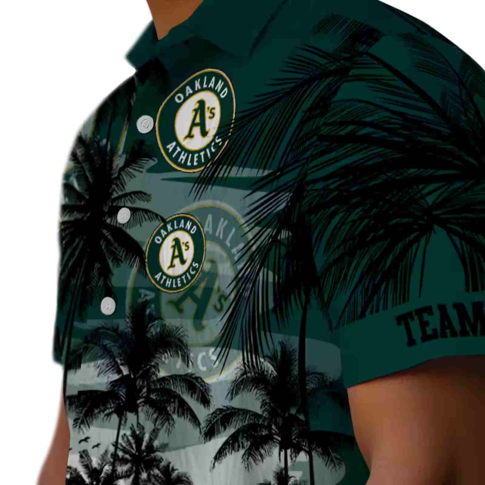 custom oakland athletics sunset scene green black hawaiian shirt trendy