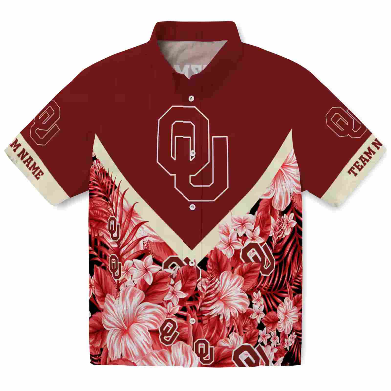 Custom Oklahoma Sooners Floral Chevron Crimson Hawaiian Shirt