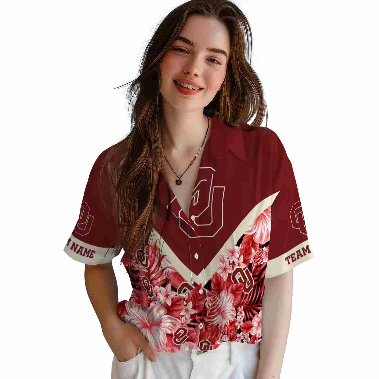 custom oklahoma sooners floral chevron crimson hawaiian shirt latest model