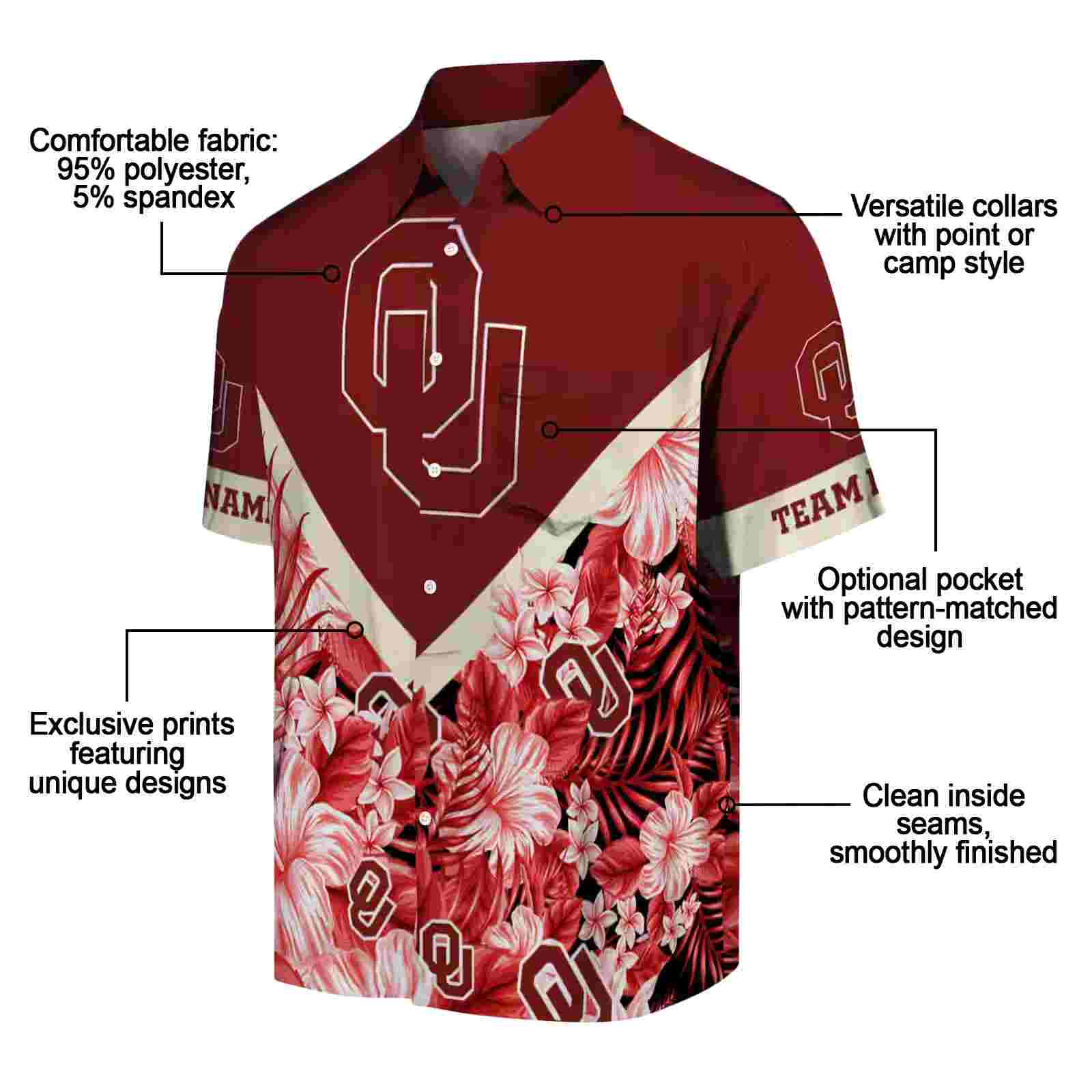 custom oklahoma sooners floral chevron crimson hawaiian shirt new arrival