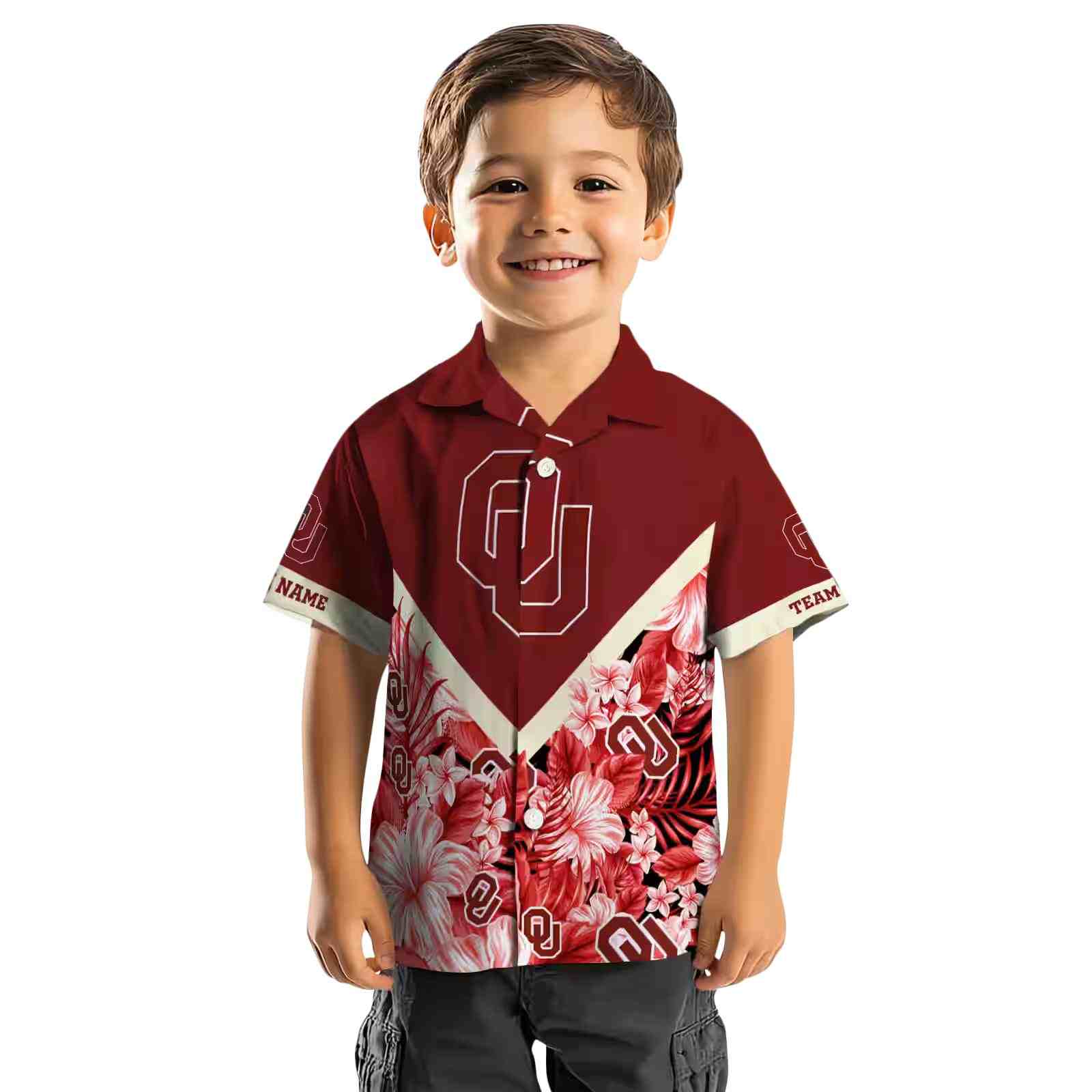 custom oklahoma sooners floral chevron crimson hawaiian shirt top rated