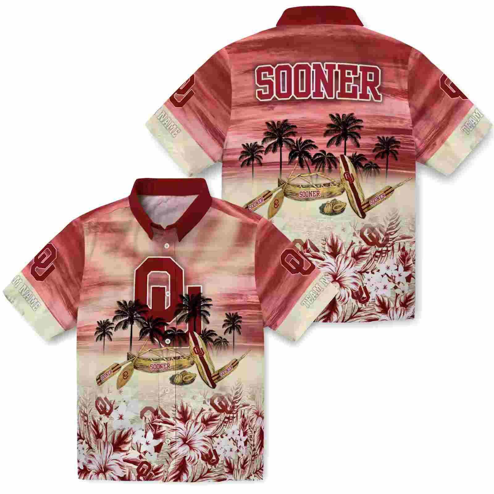 custom oklahoma sooners tropical canoe crimson hawaiian shirt high quality