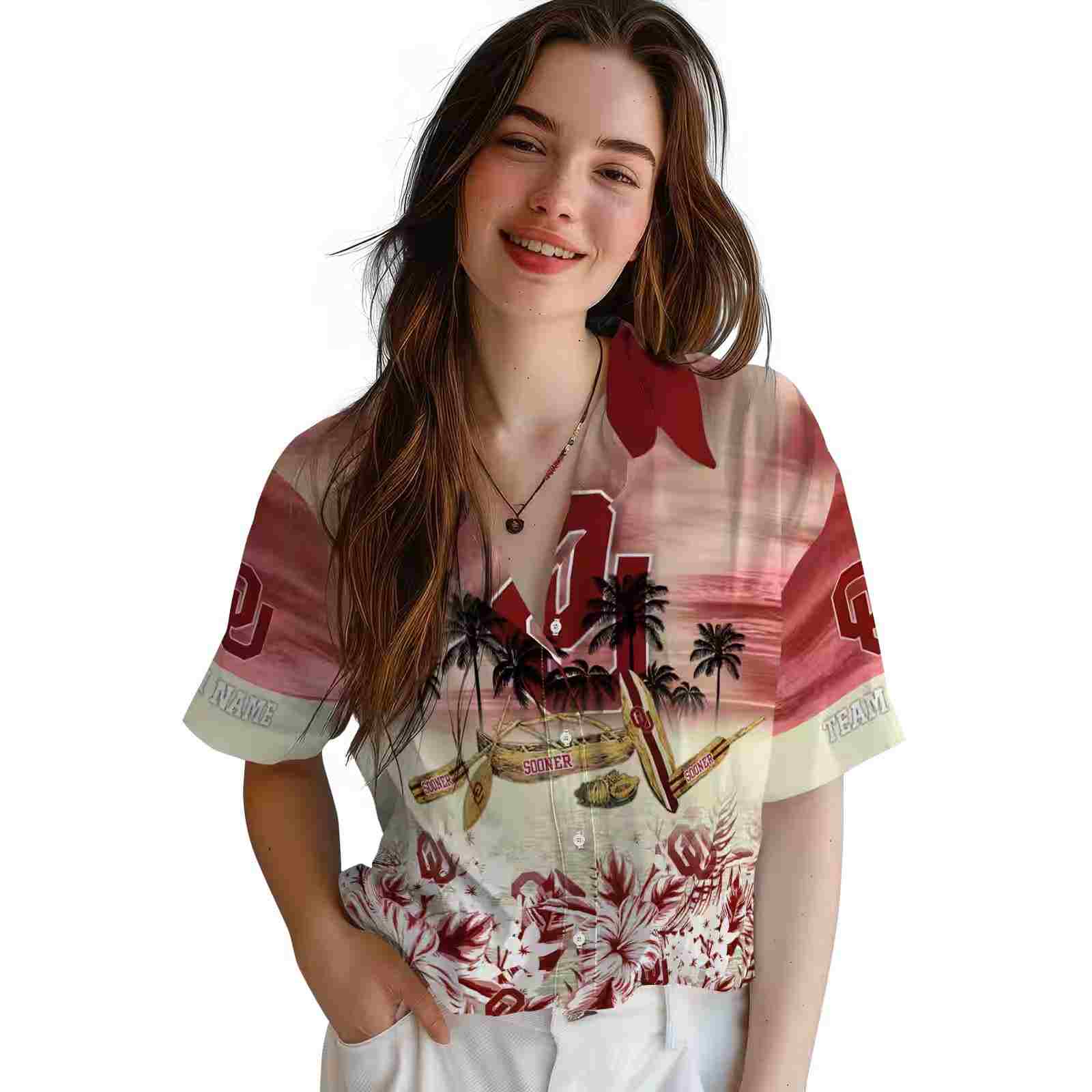 custom oklahoma sooners tropical canoe crimson hawaiian shirt latest model