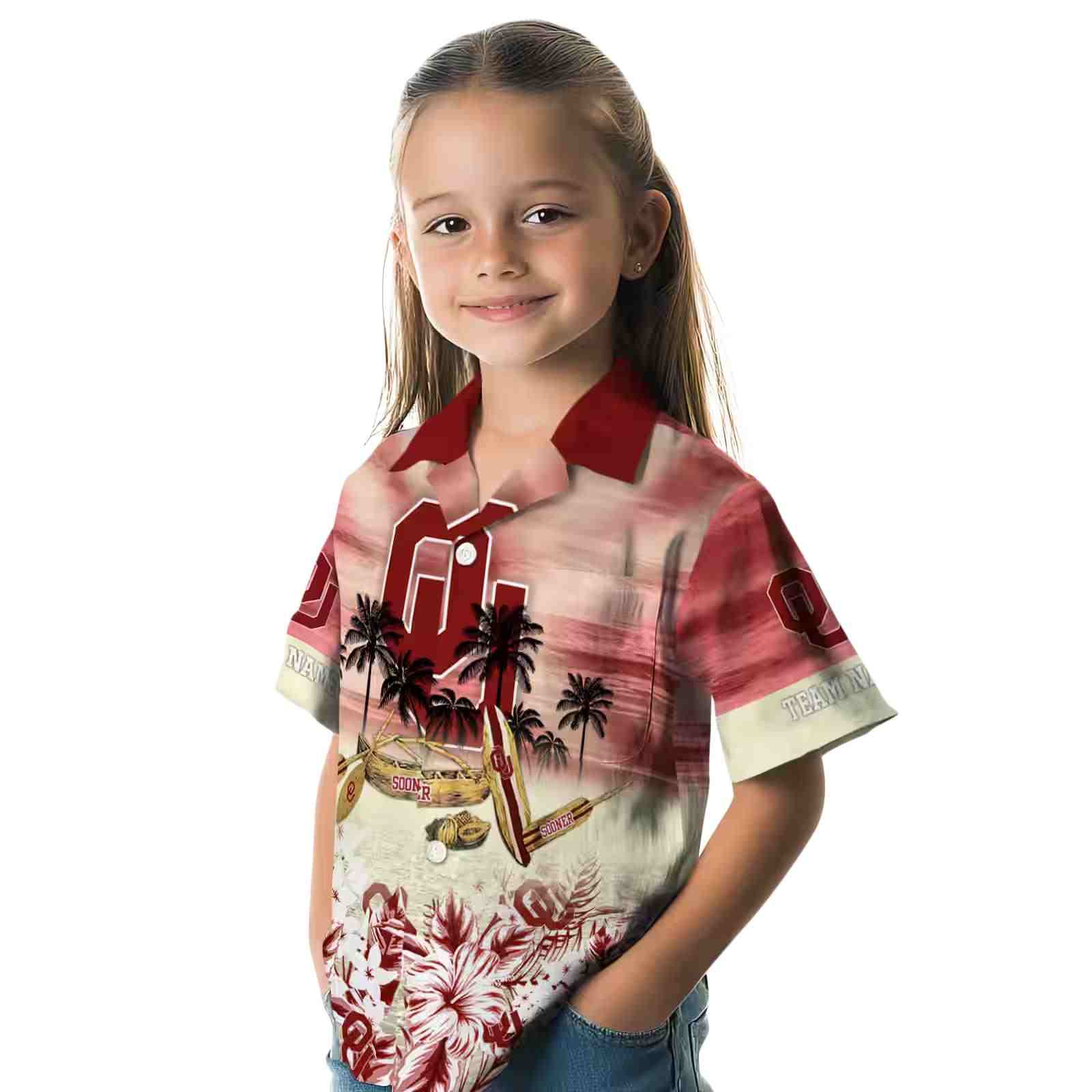 custom oklahoma sooners tropical canoe crimson hawaiian shirt premium grade