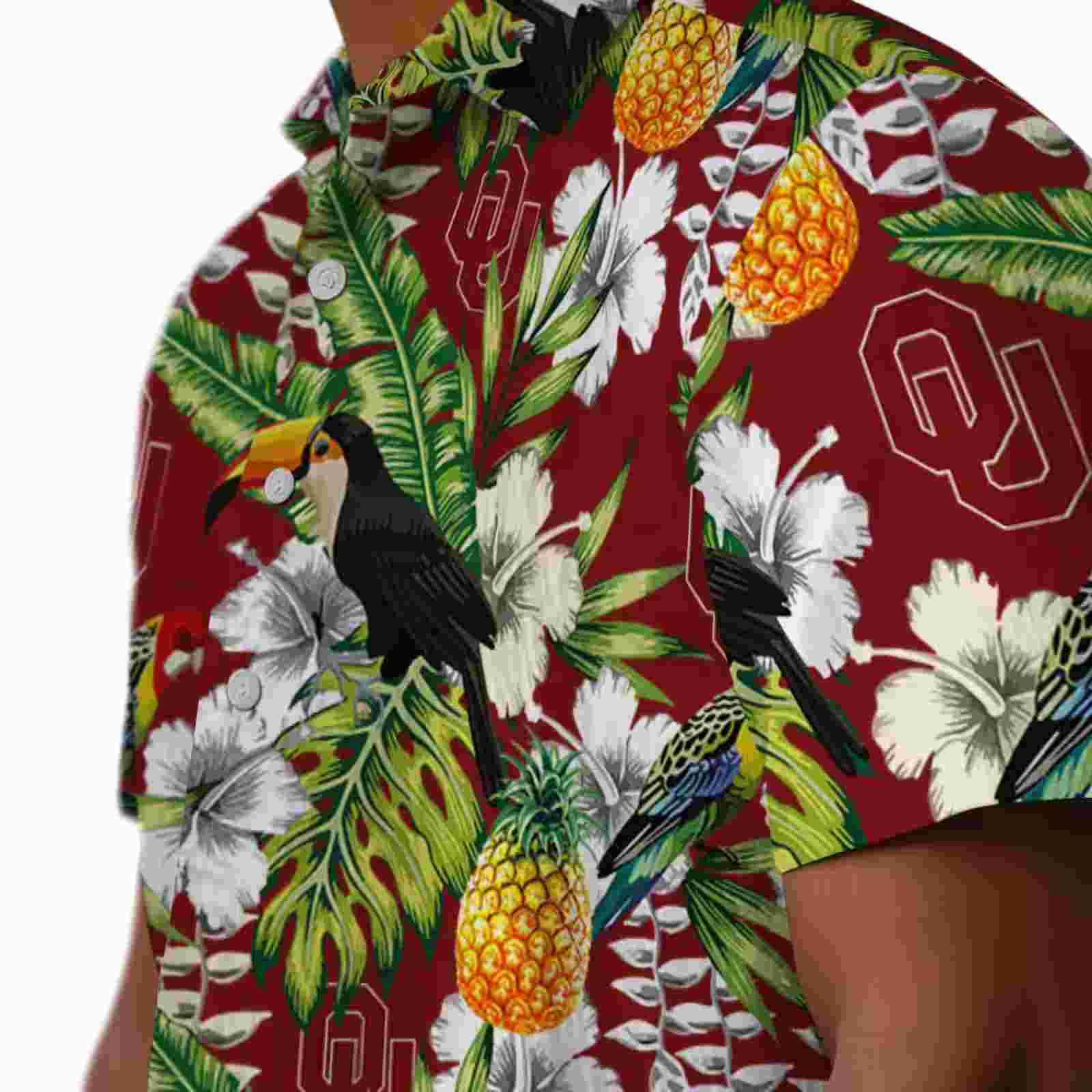 custom oklahoma sooners tropical toucan crimson green hawaiian shirt trendy