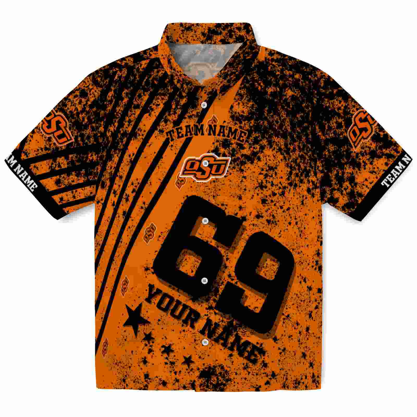 Custom Oklahoma State Cowboys Star Stripes Orange Hawaiian Shirt