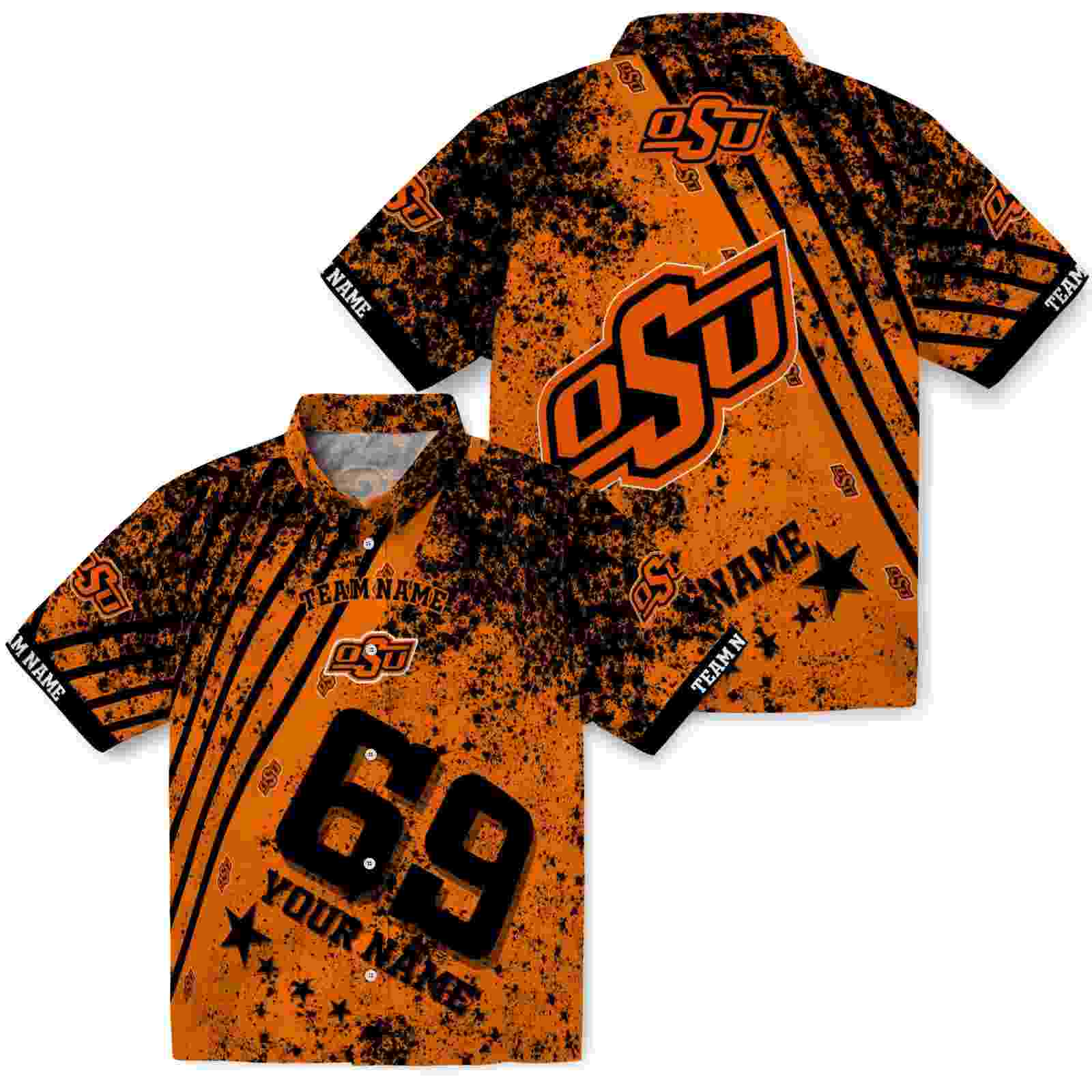 custom oklahoma state cowboys star stripes orange hawaiian shirt high quality