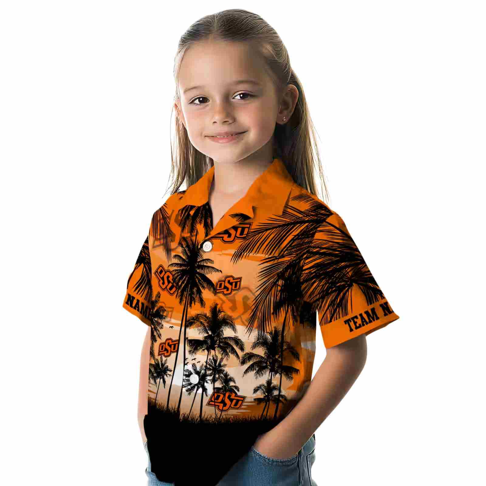 custom oklahoma state cowboys sunset scene orange black hawaiian shirt premium grade