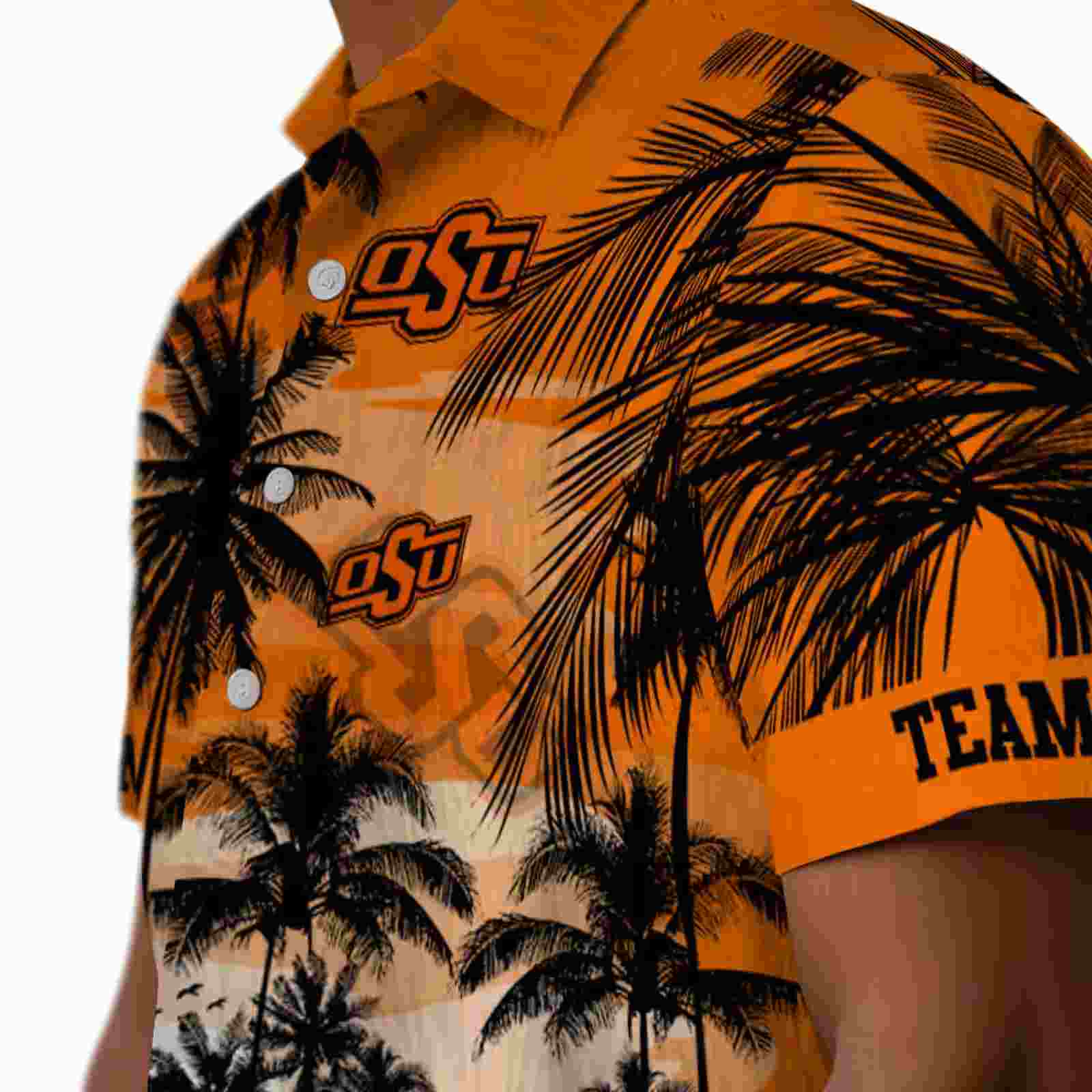 custom oklahoma state cowboys sunset scene orange black hawaiian shirt trendy