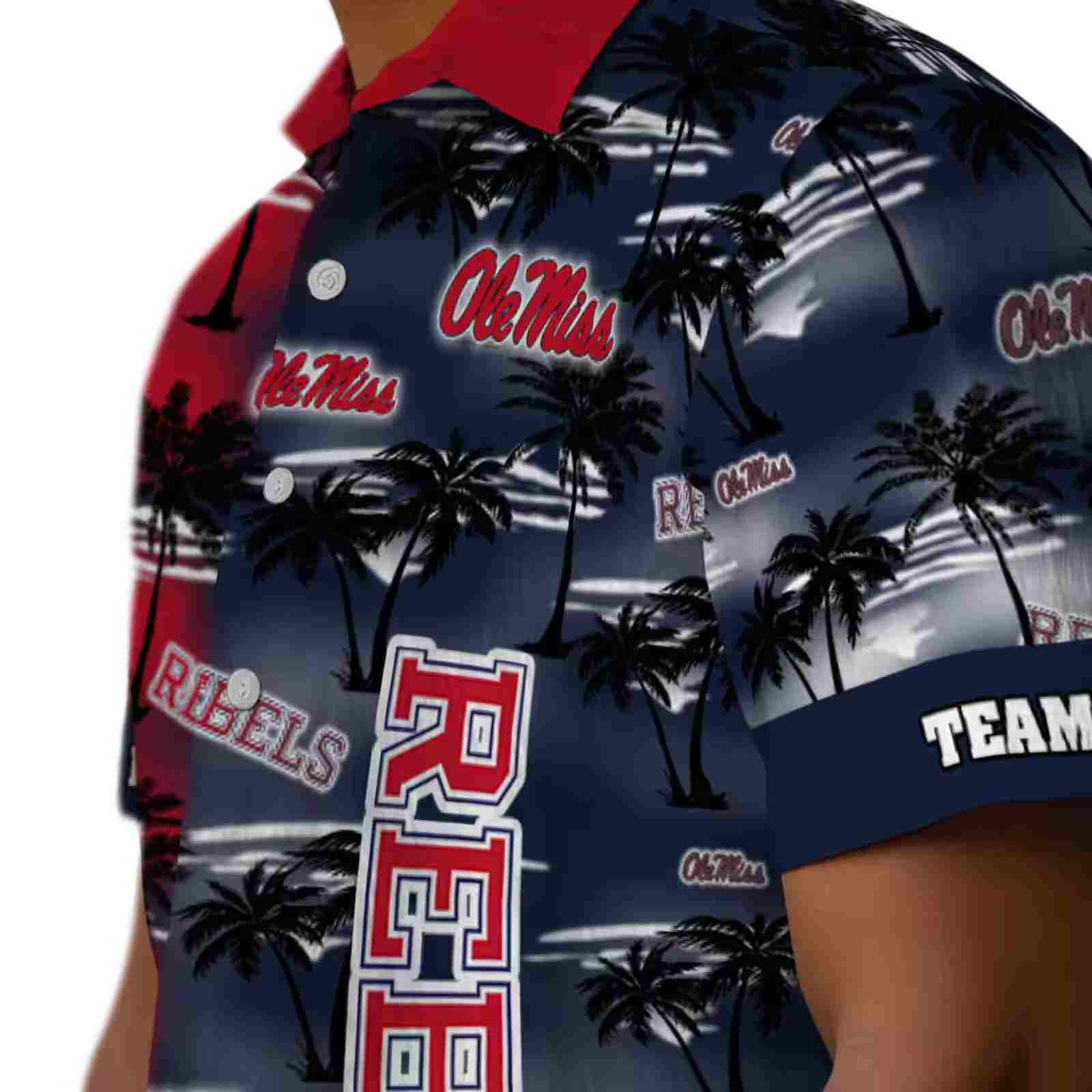 custom ole miss rebels palm silhouettes red hawaiian shirt trendy