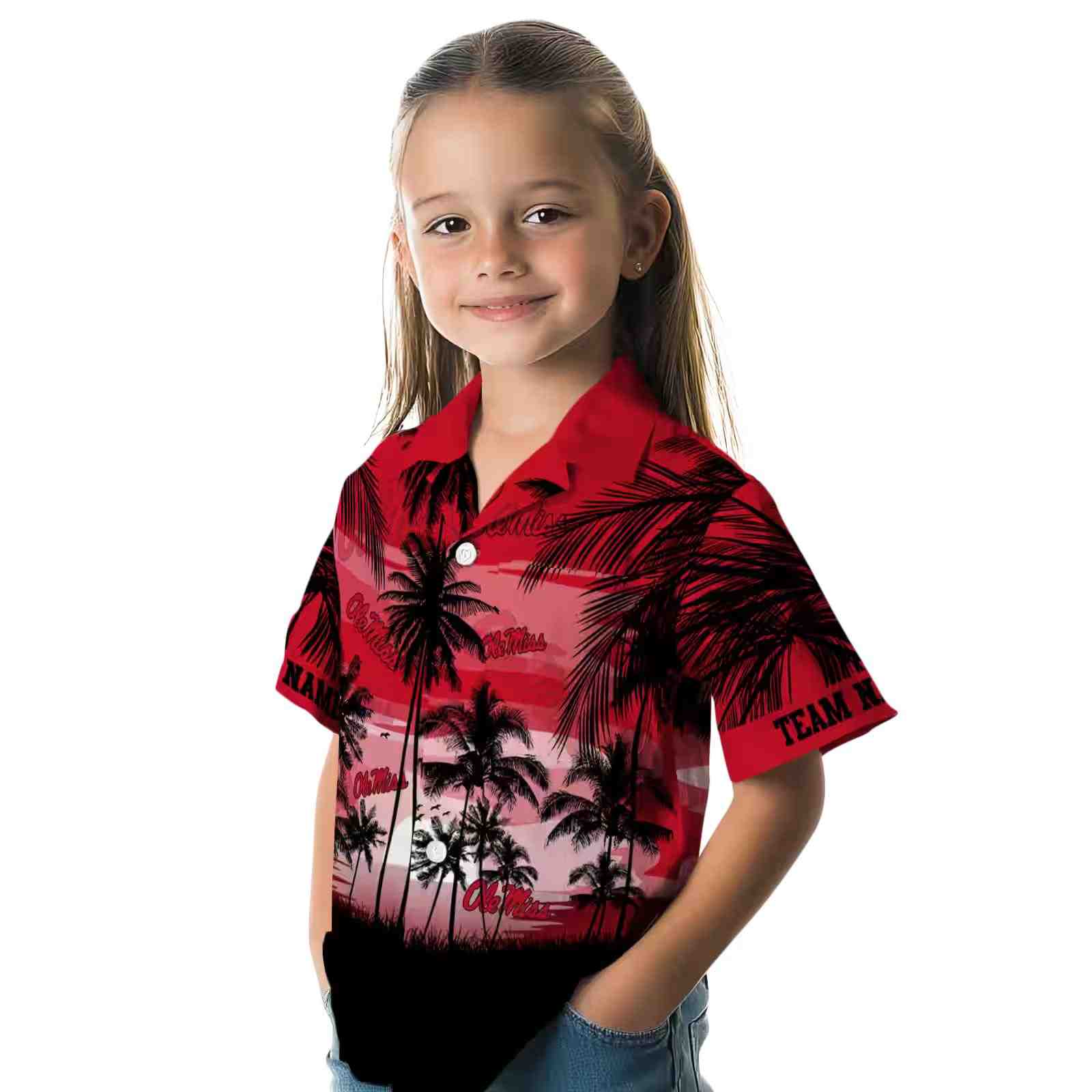 custom ole miss rebels sunset scene red black hawaiian shirt premium grade