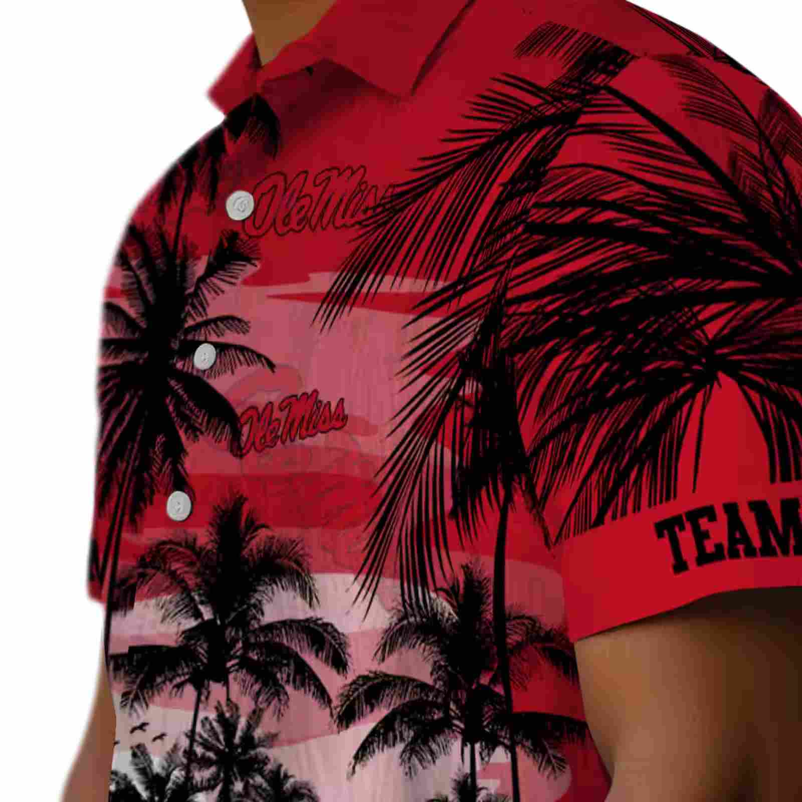 custom ole miss rebels sunset scene red black hawaiian shirt trendy