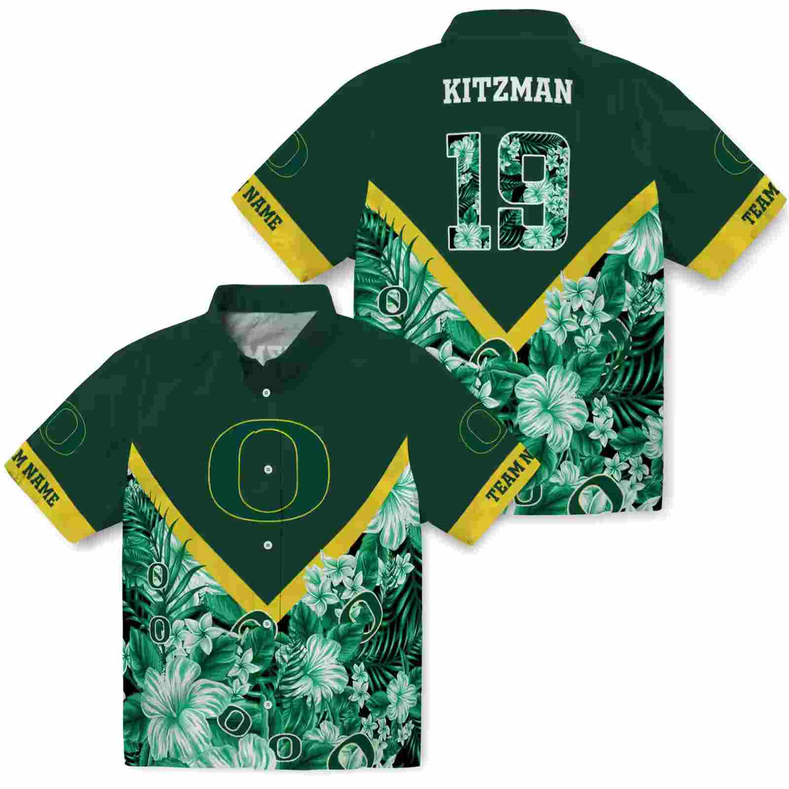 custom oregon ducks floral chevron green hawaiian shirt high quality