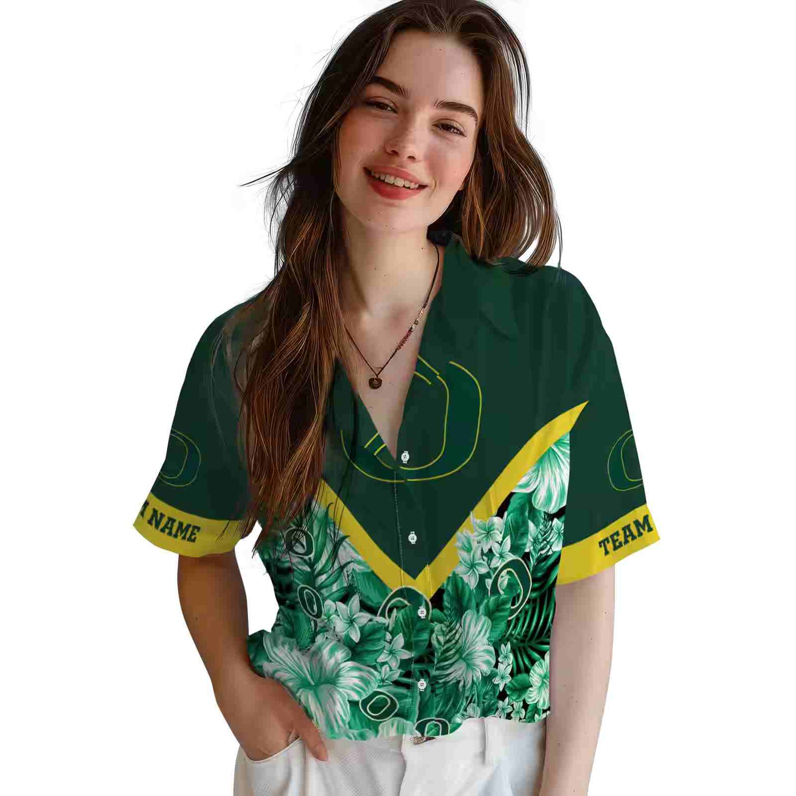 custom oregon ducks floral chevron green hawaiian shirt latest model