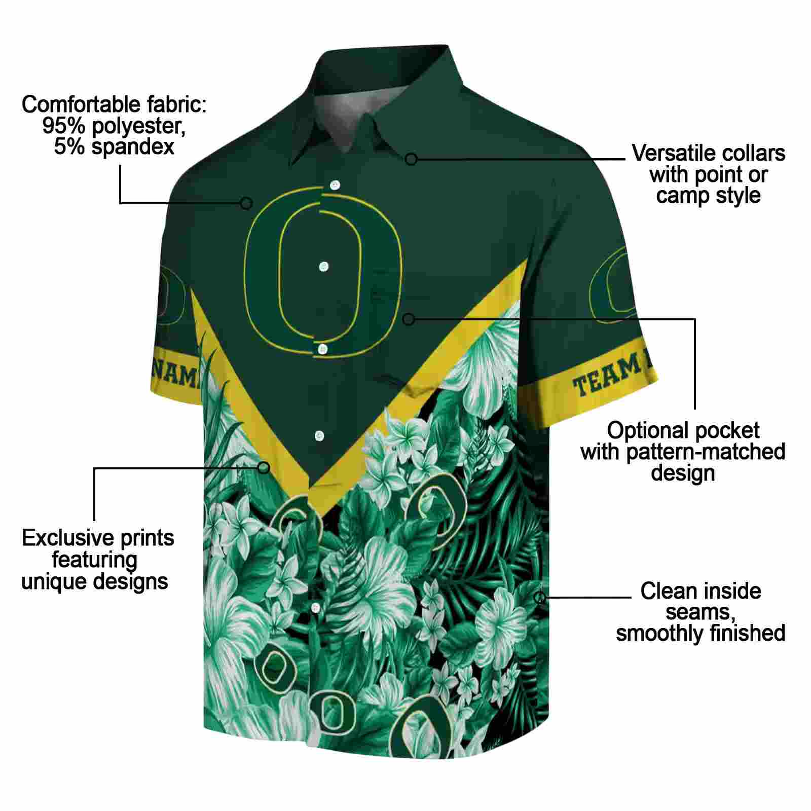 custom oregon ducks floral chevron green hawaiian shirt new arrival