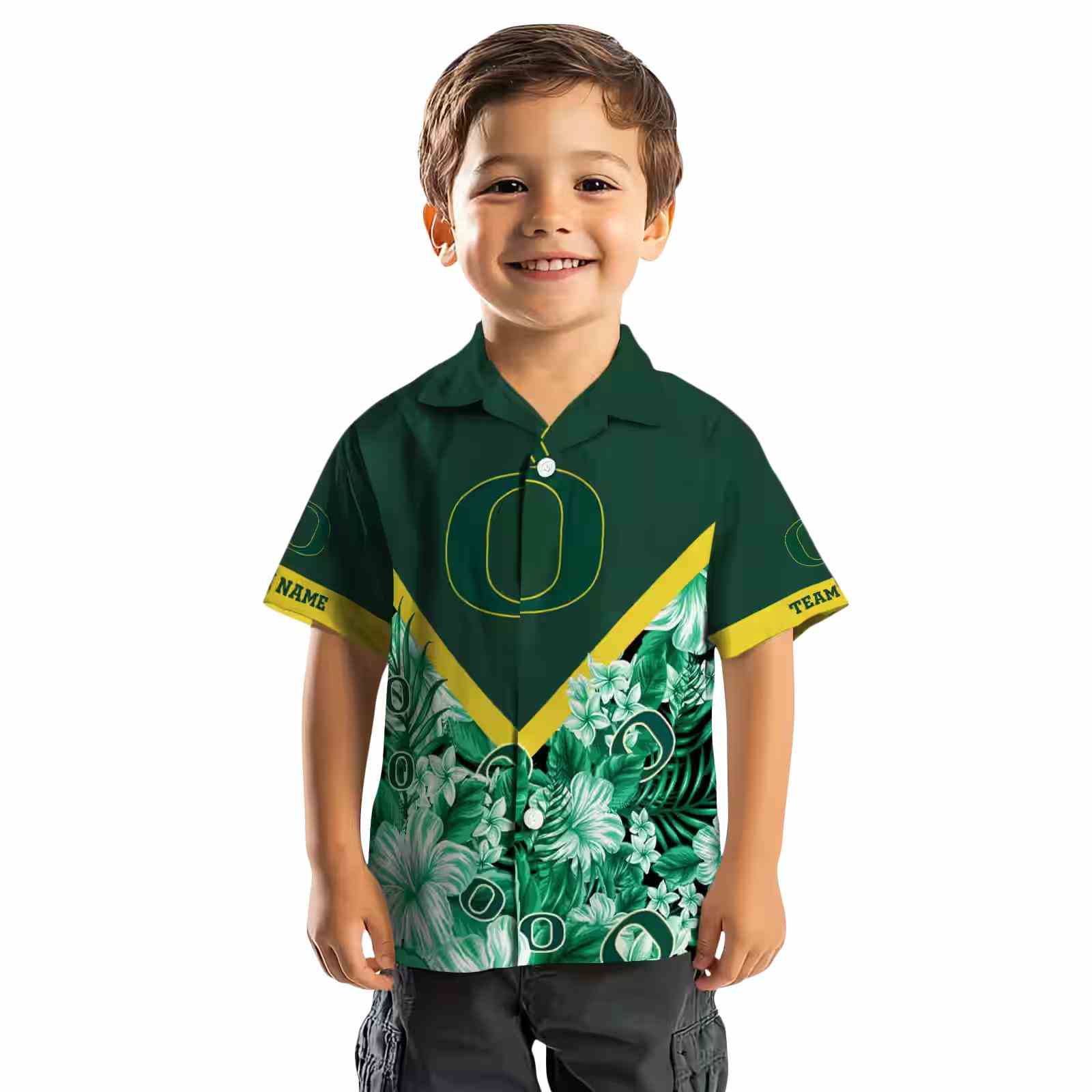 custom oregon ducks floral chevron green hawaiian shirt top rated