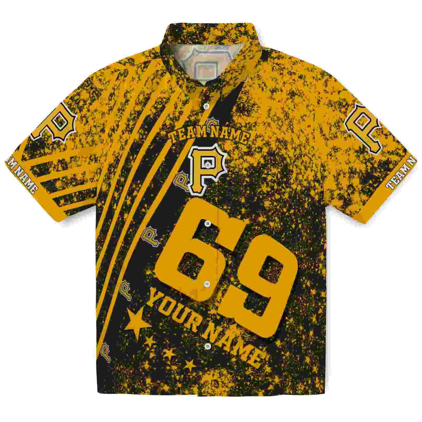 Custom Pittsburgh Pirates Star Stripes Black Hawaiian Shirt