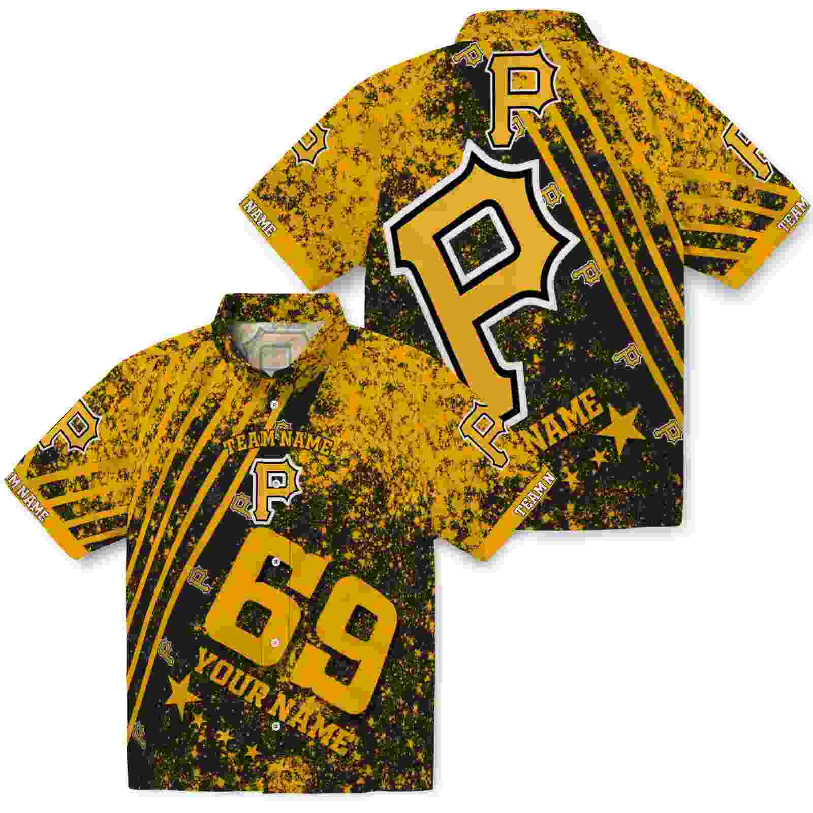 custom pittsburgh pirates star stripes black hawaiian shirt high quality