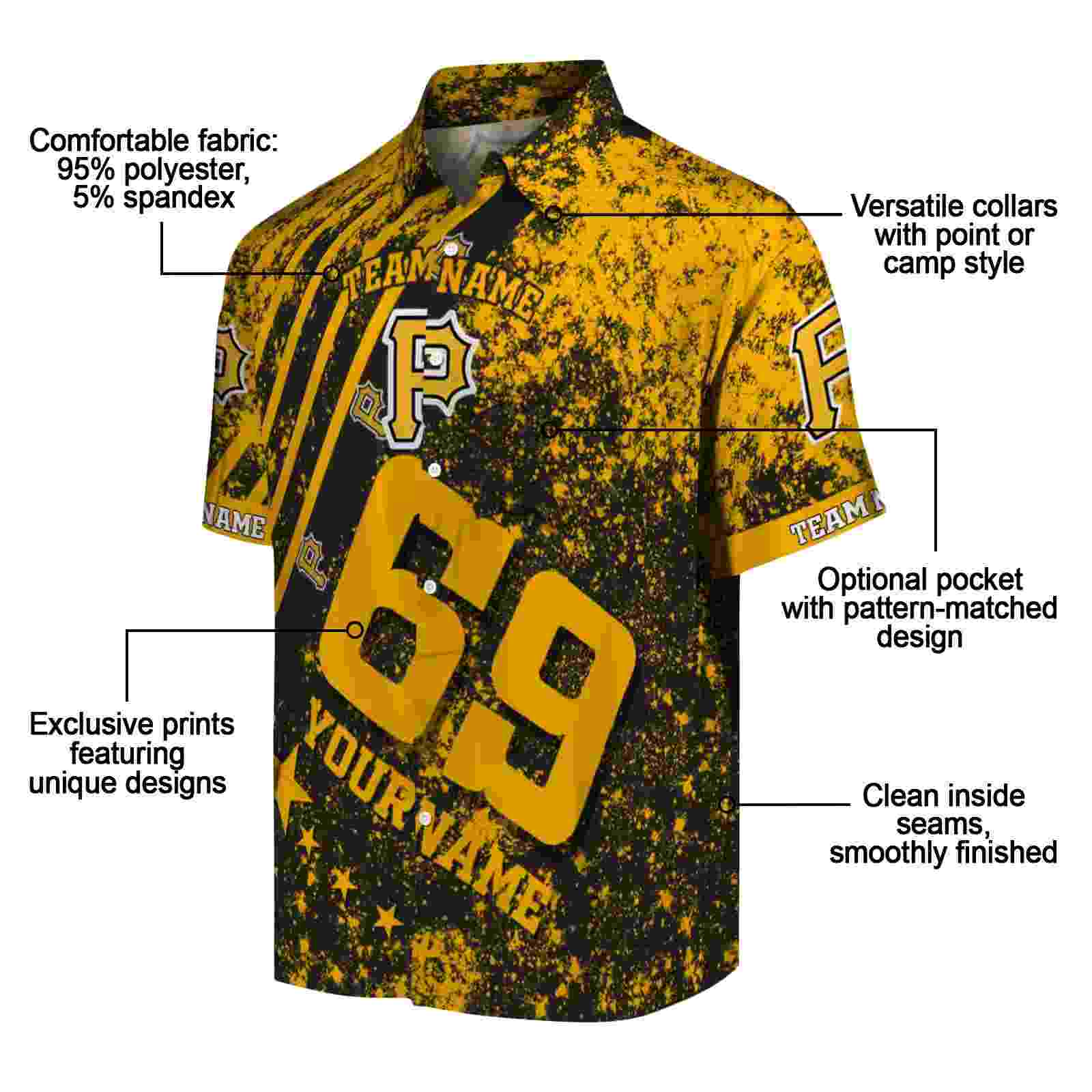 custom pittsburgh pirates star stripes black hawaiian shirt new arrival