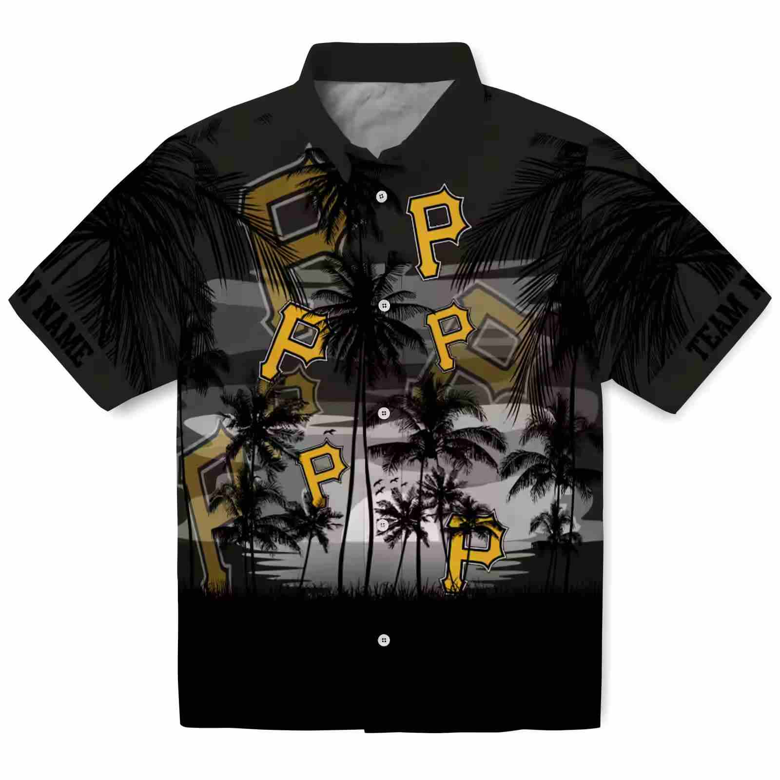 Custom Pittsburgh Pirates Sunset Scene Black Hawaiian Shirt