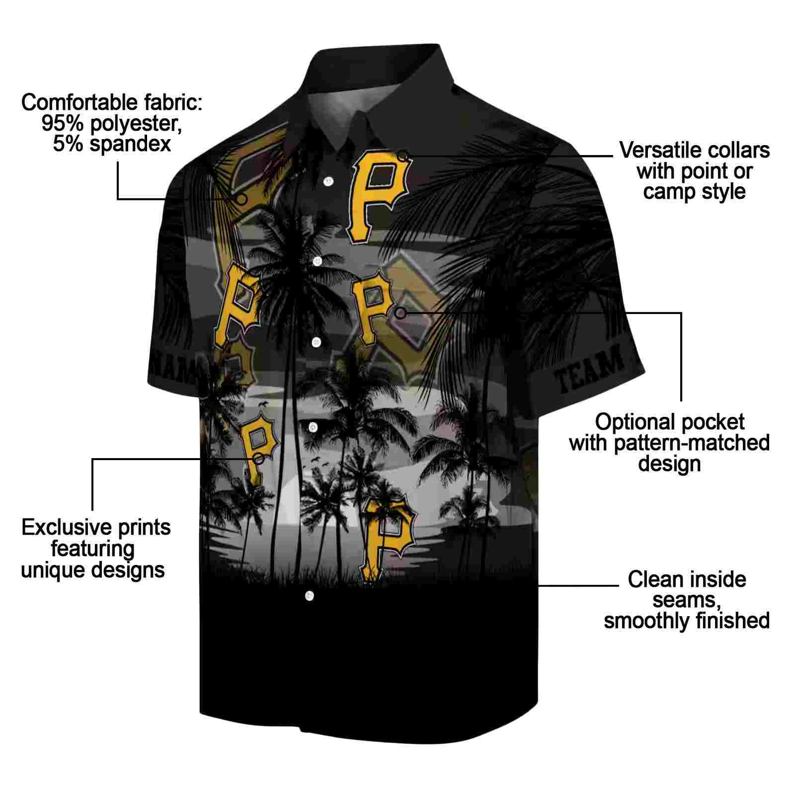 custom pittsburgh pirates sunset scene black hawaiian shirt new arrival