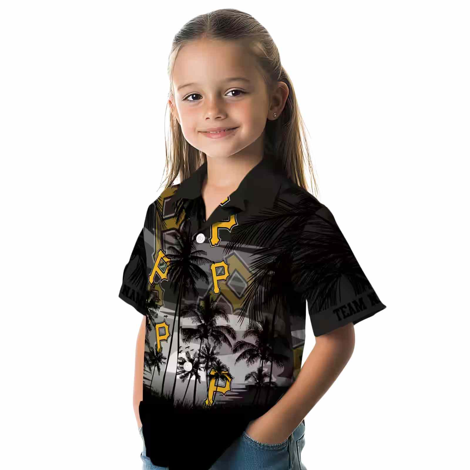 custom pittsburgh pirates sunset scene black hawaiian shirt premium grade