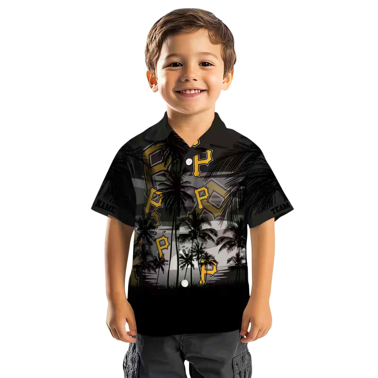 custom pittsburgh pirates sunset scene black hawaiian shirt top rated