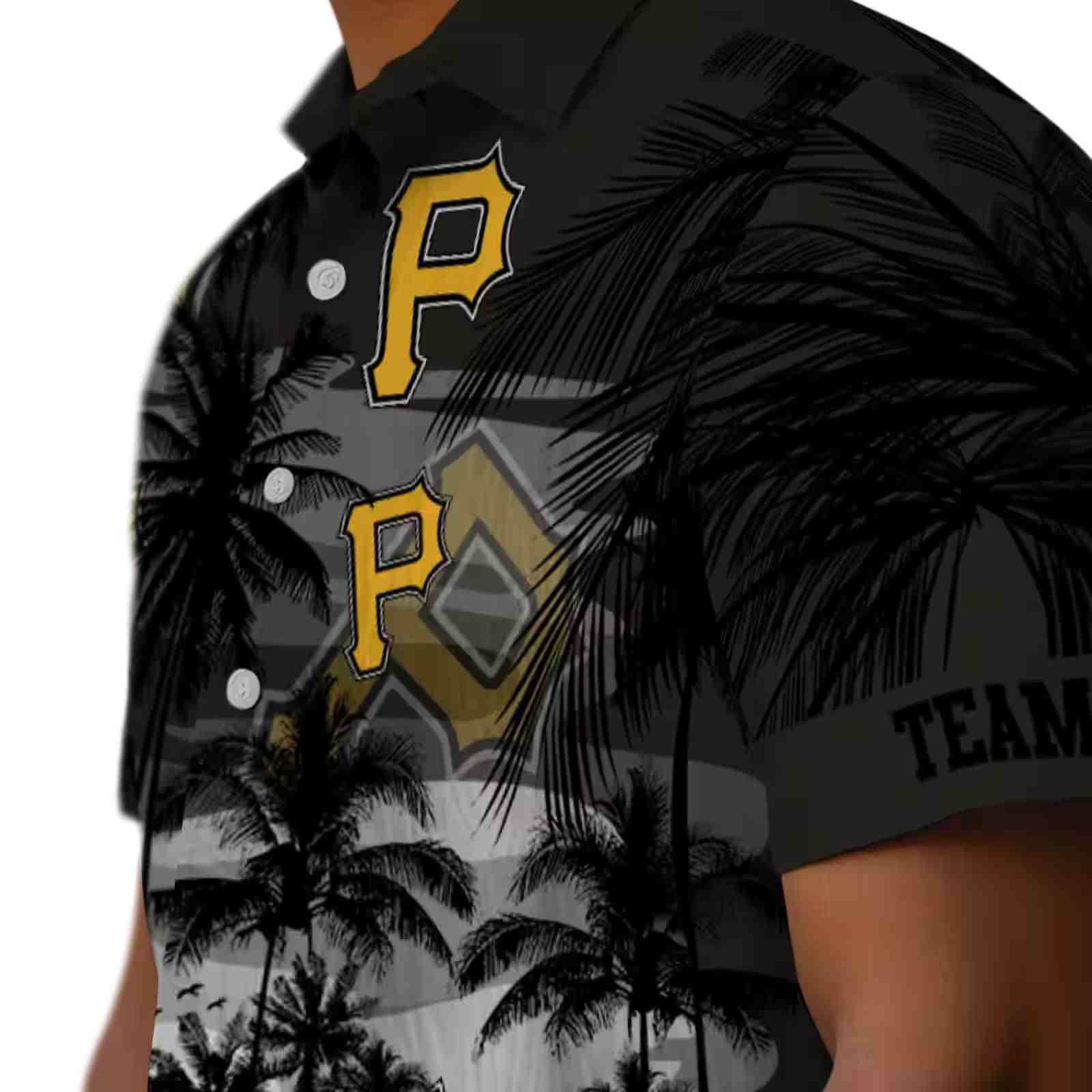 custom pittsburgh pirates sunset scene black hawaiian shirt trendy