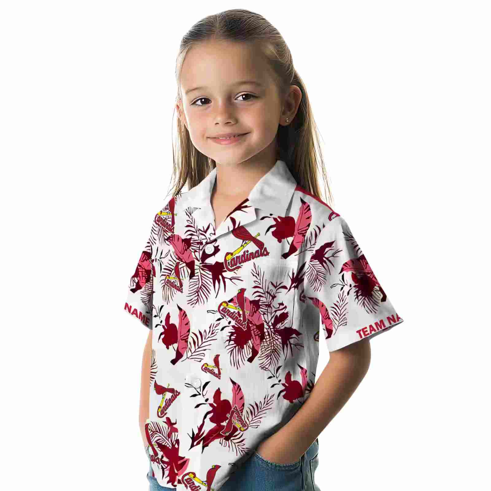 custom st louis cardinals botanical theme red white hawaiian shirt premium grade