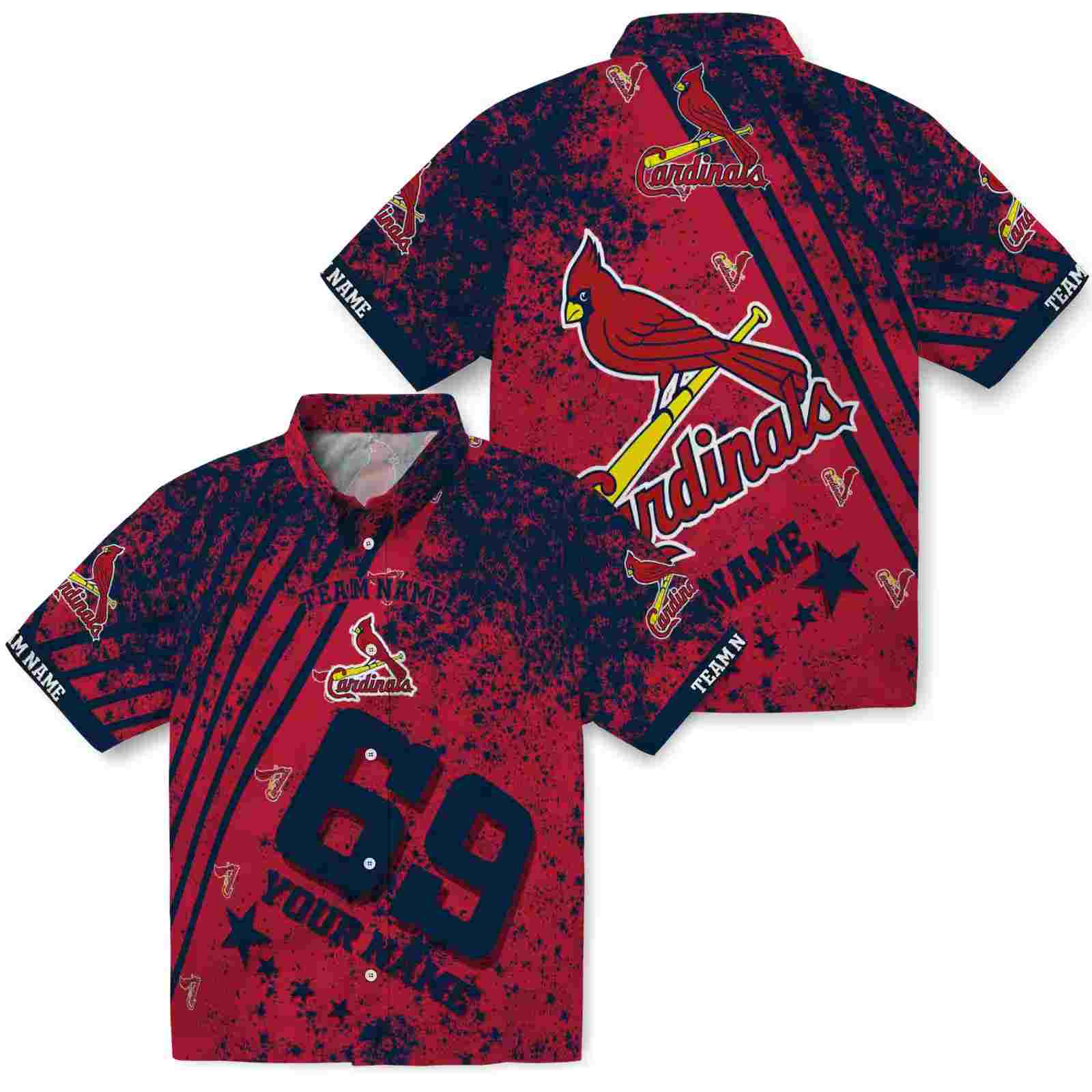 custom st louis cardinals star stripes red hawaiian shirt high quality