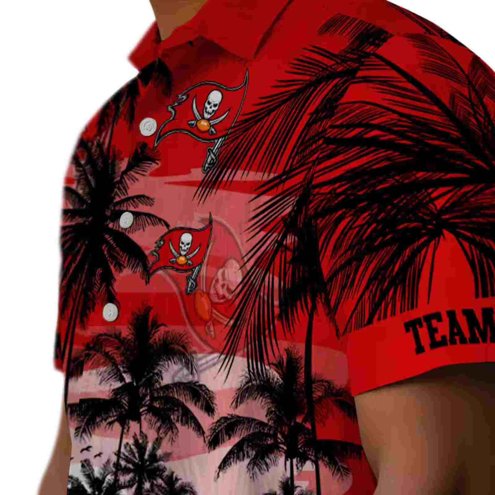 custom tampa bay buccaneers sunset scene red black hawaiian shirt trendy