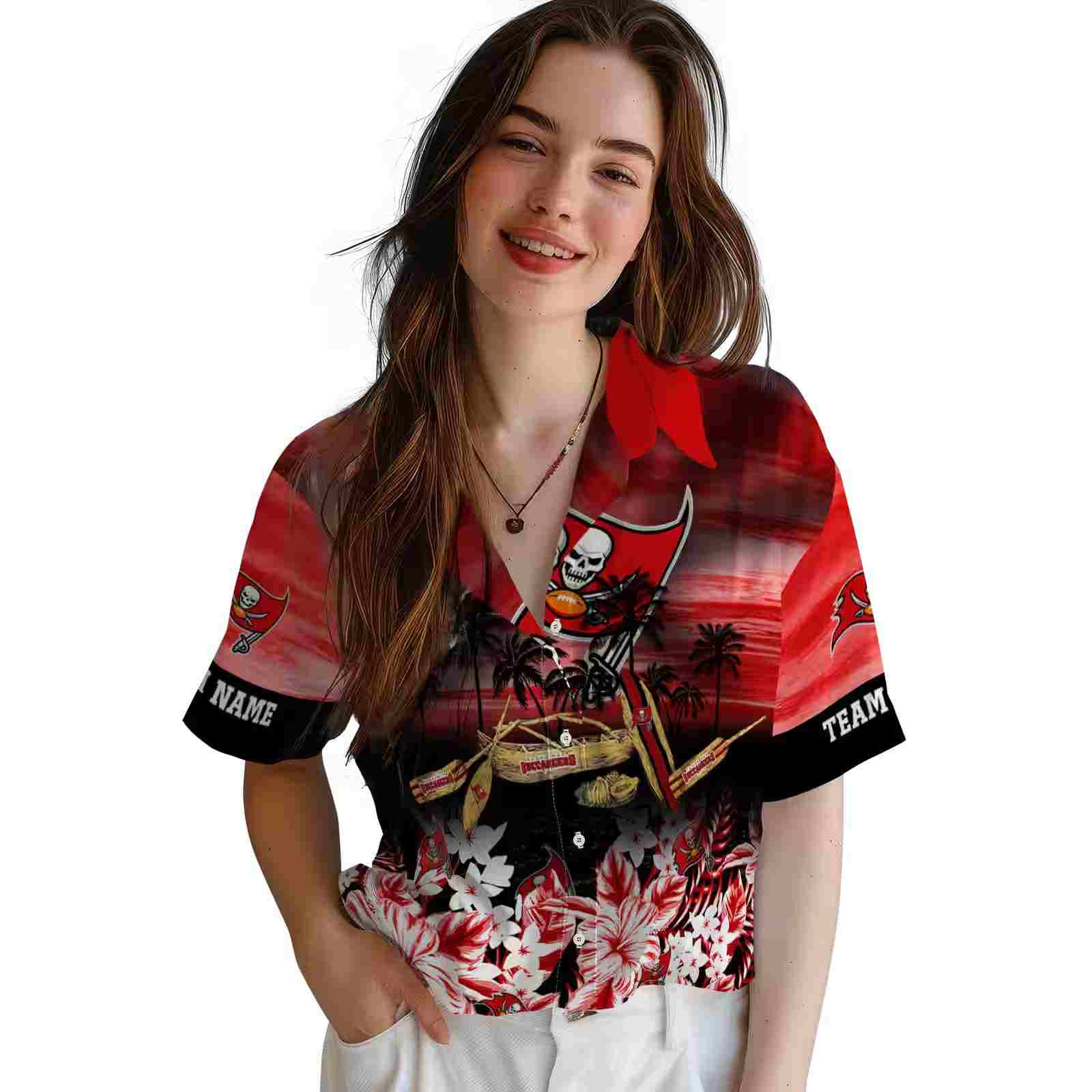 custom tampa bay buccaneers tropical canoe red hawaiian shirt latest model