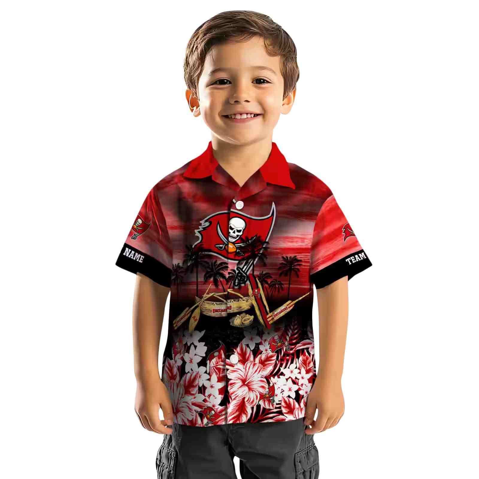 custom tampa bay buccaneers tropical canoe red hawaiian shirt top rated