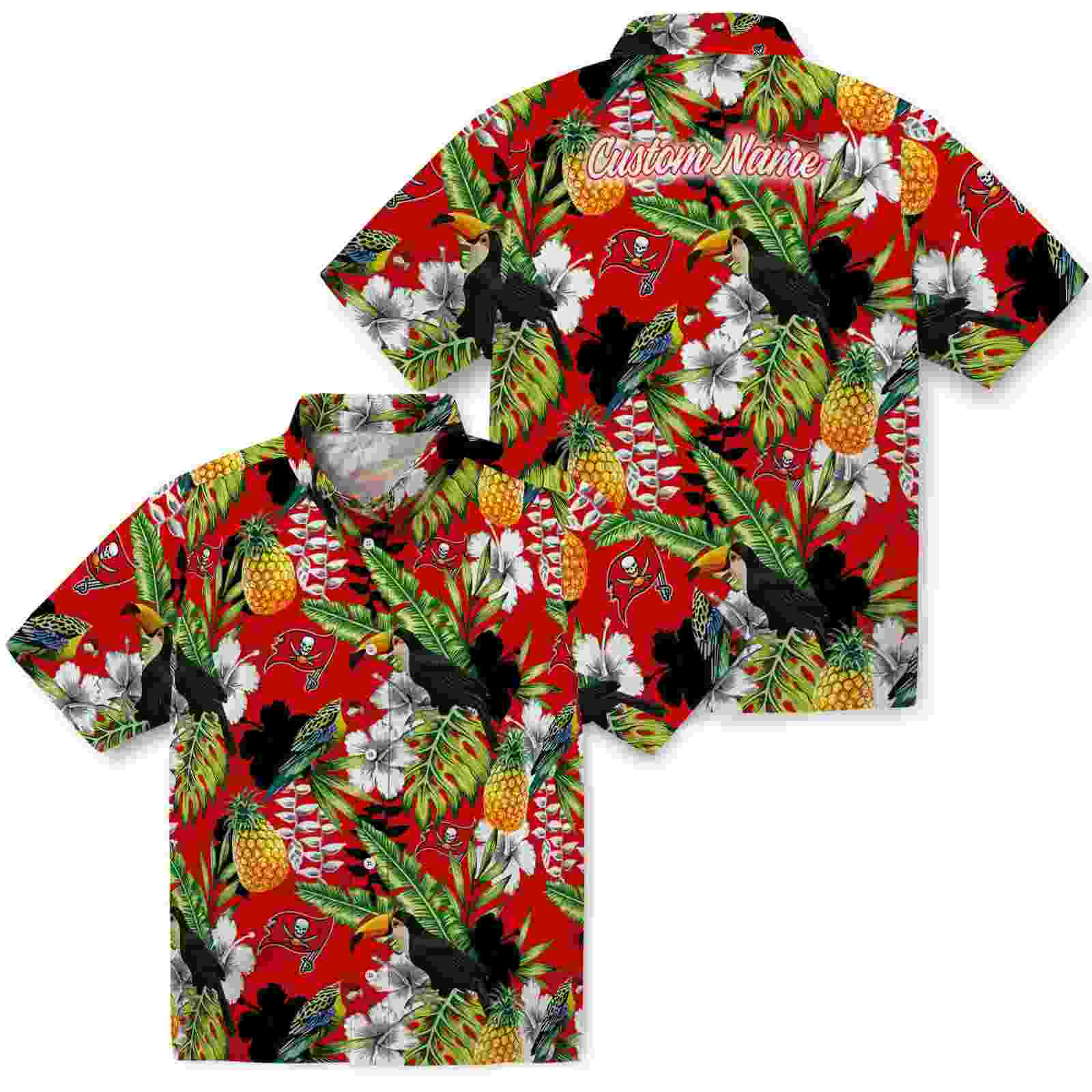 custom tampa bay buccaneers tropical toucan red green hawaiian shirt high quality