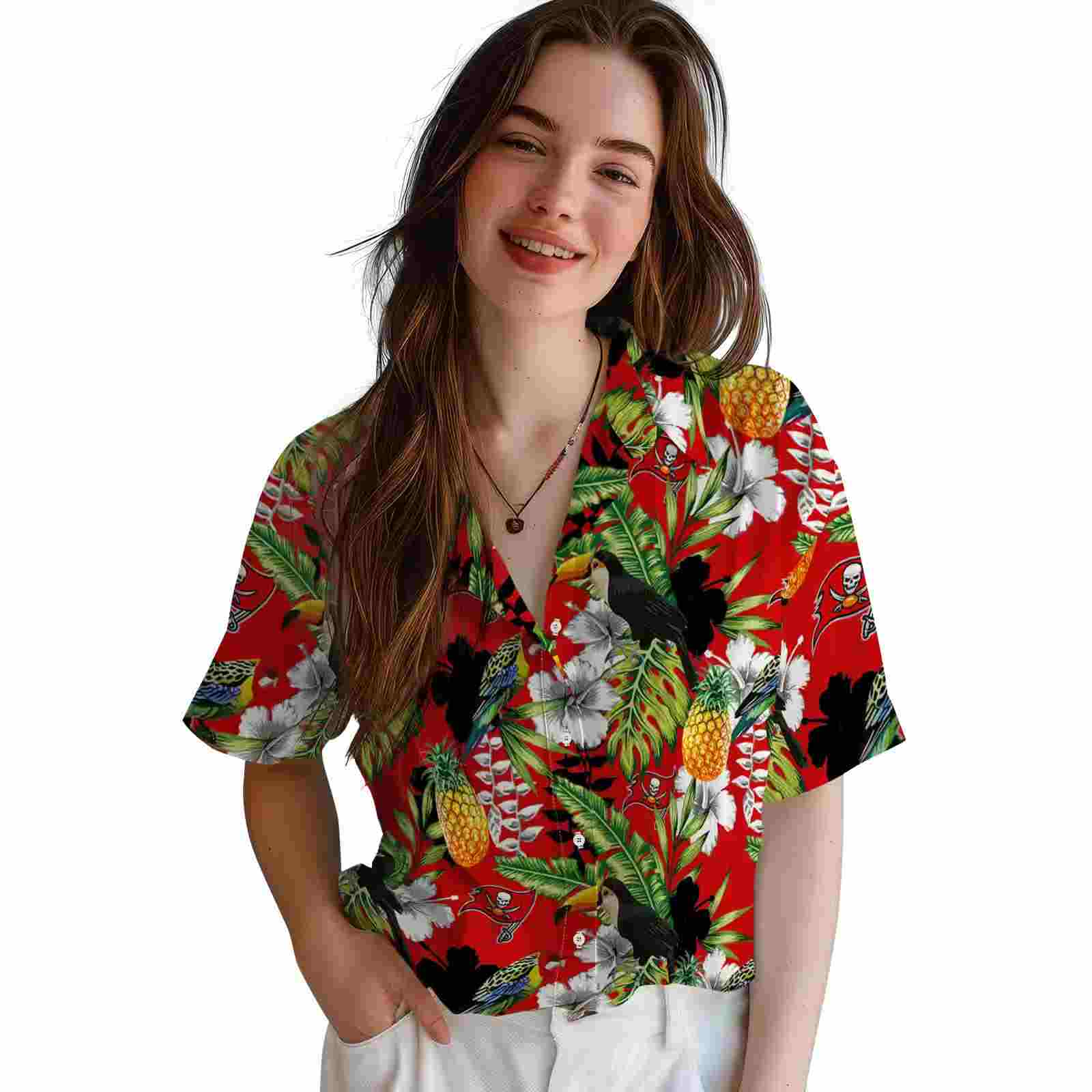 custom tampa bay buccaneers tropical toucan red green hawaiian shirt latest model