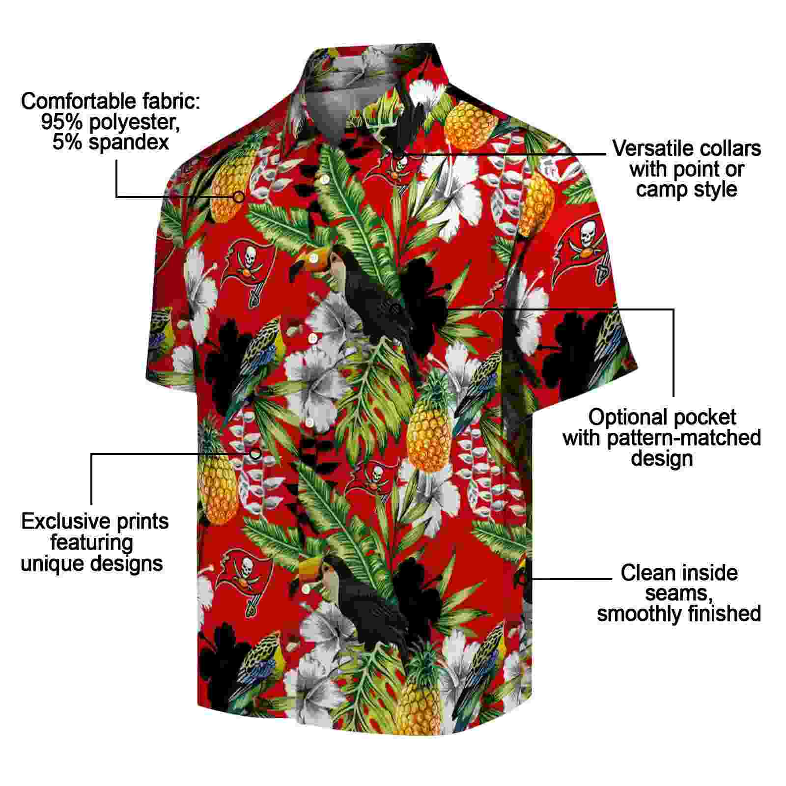 custom tampa bay buccaneers tropical toucan red green hawaiian shirt new arrival