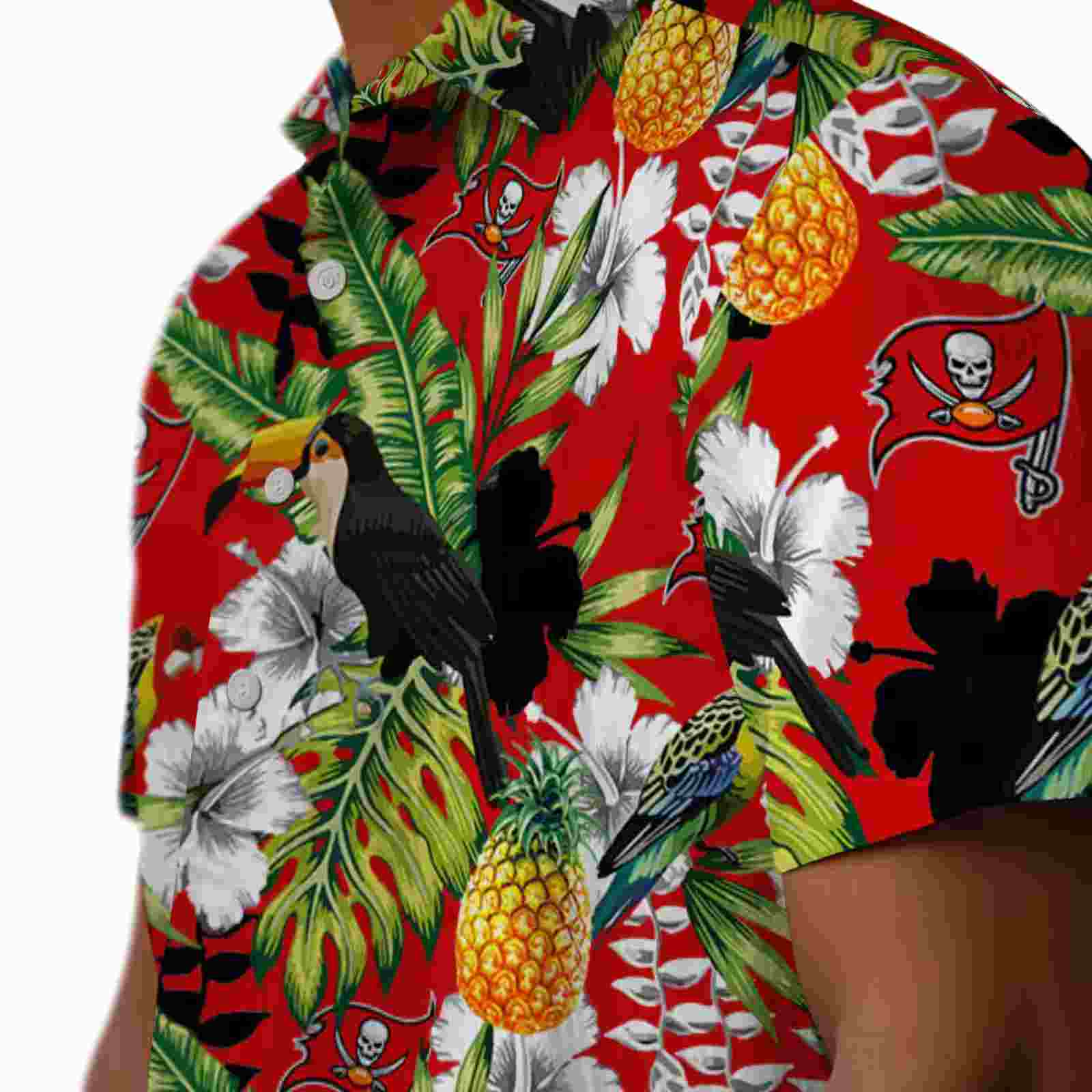 custom tampa bay buccaneers tropical toucan red green hawaiian shirt trendy