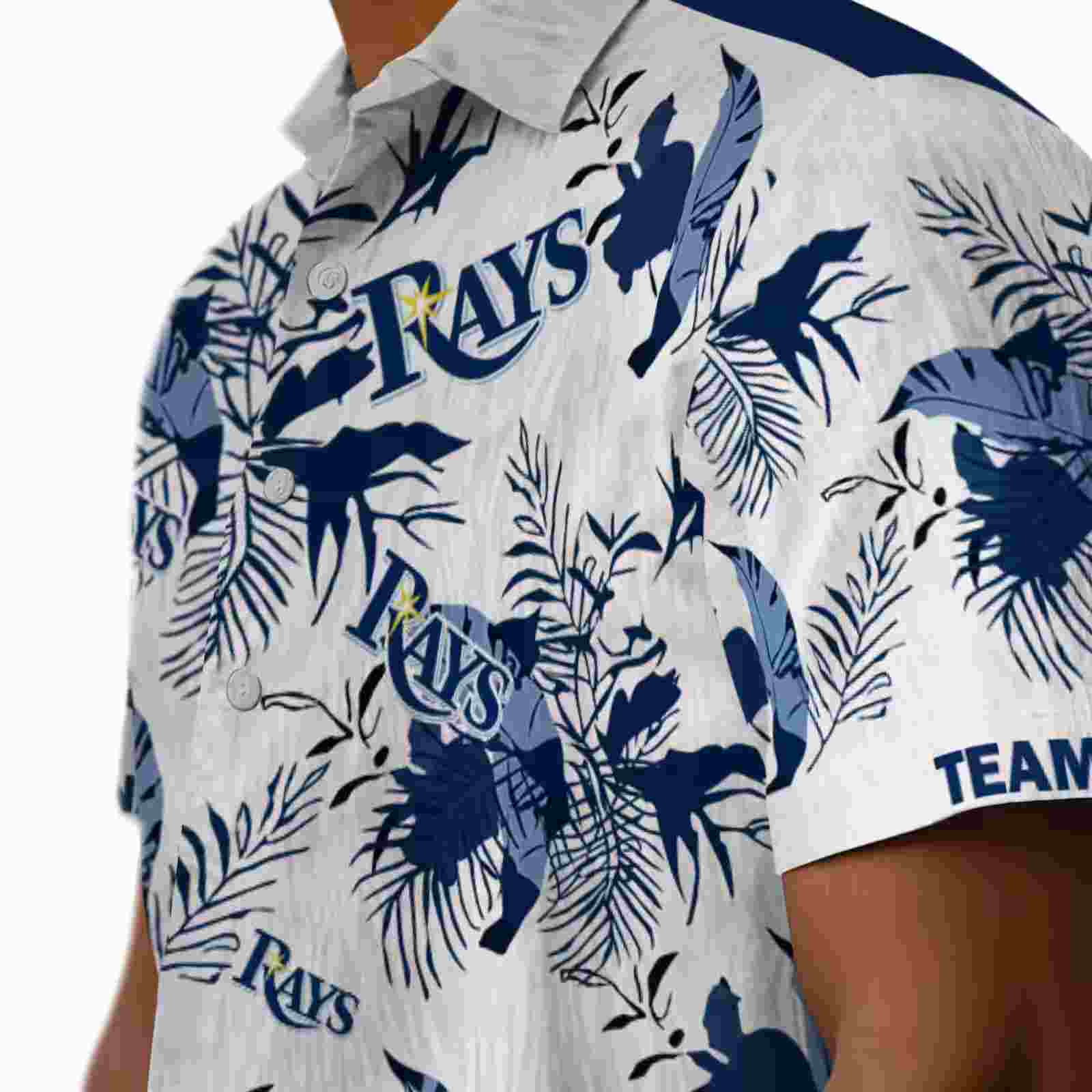 custom tampa bay rays botanical theme navy white hawaiian shirt trendy