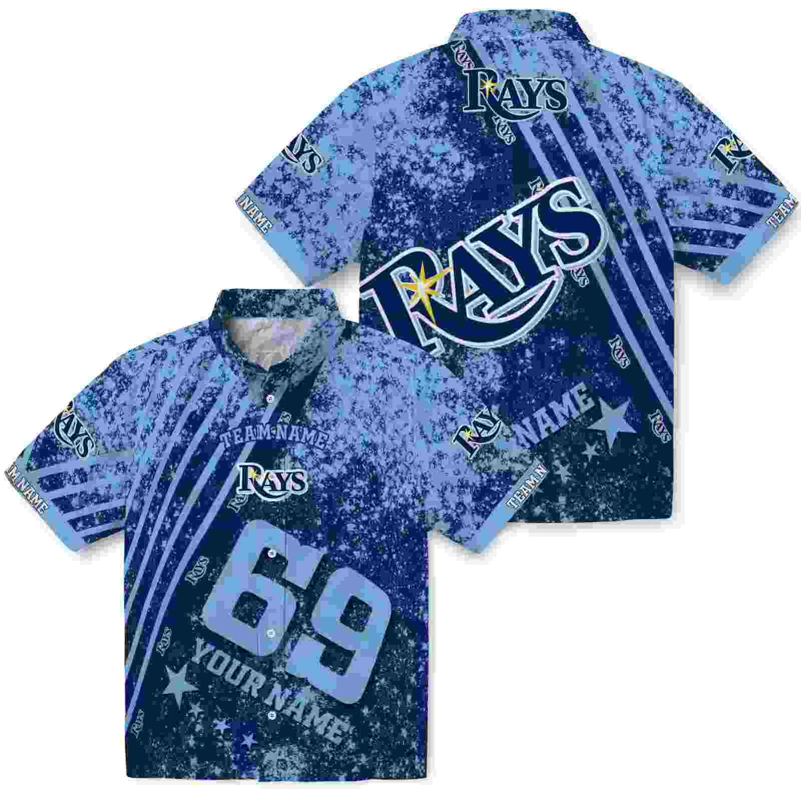 custom tampa bay rays star stripes navy hawaiian shirt high quality