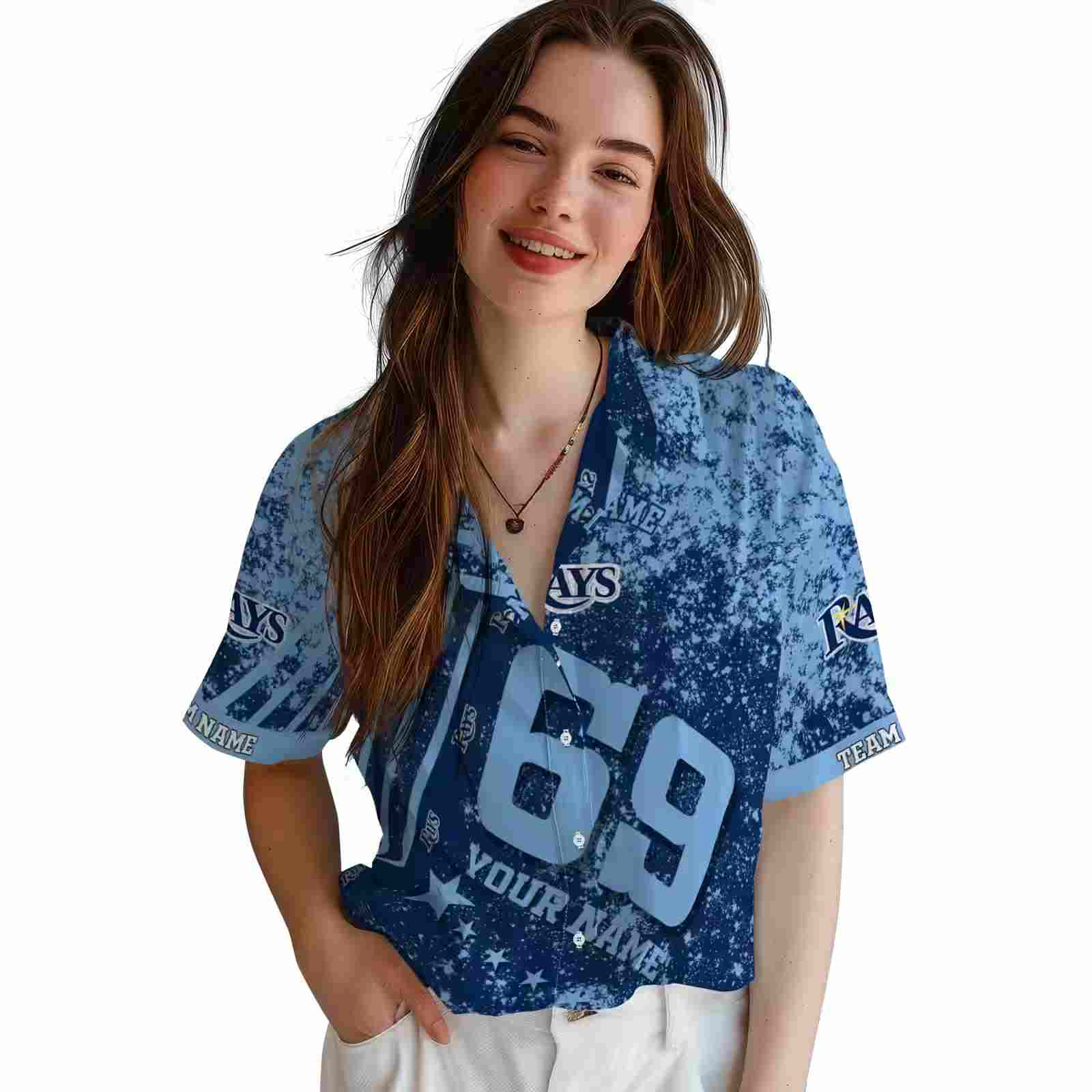 custom tampa bay rays star stripes navy hawaiian shirt latest model