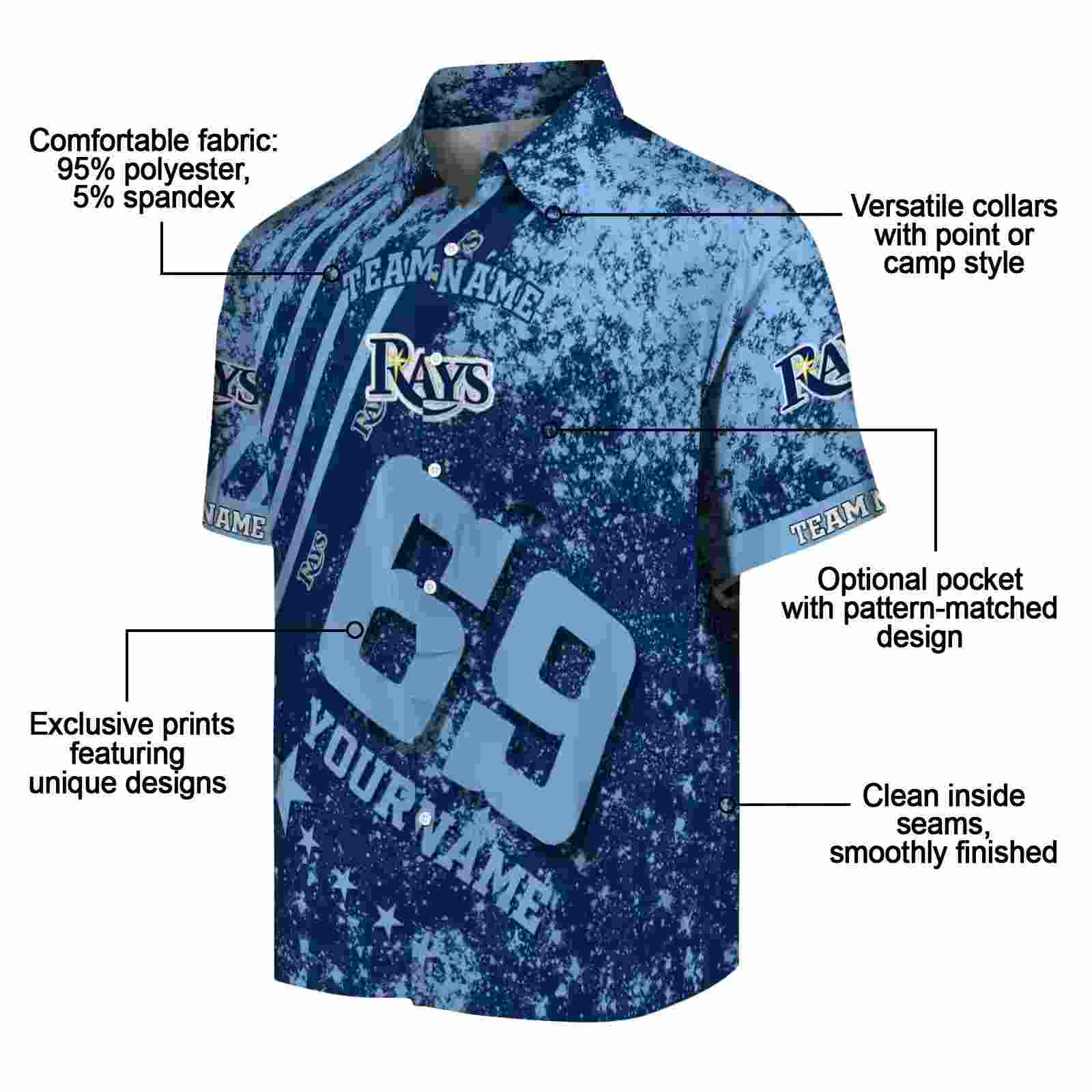 custom tampa bay rays star stripes navy hawaiian shirt new arrival