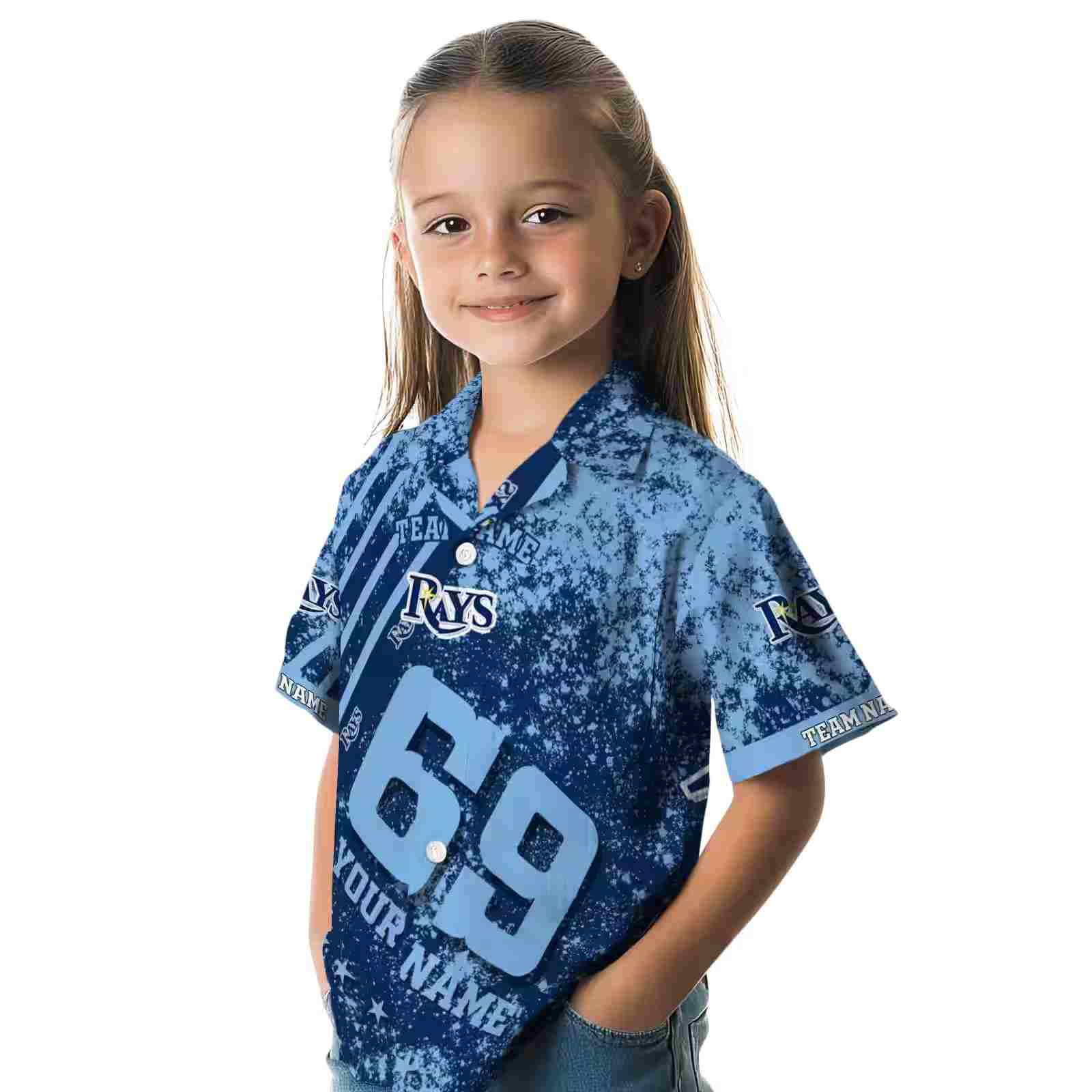 custom tampa bay rays star stripes navy hawaiian shirt premium grade