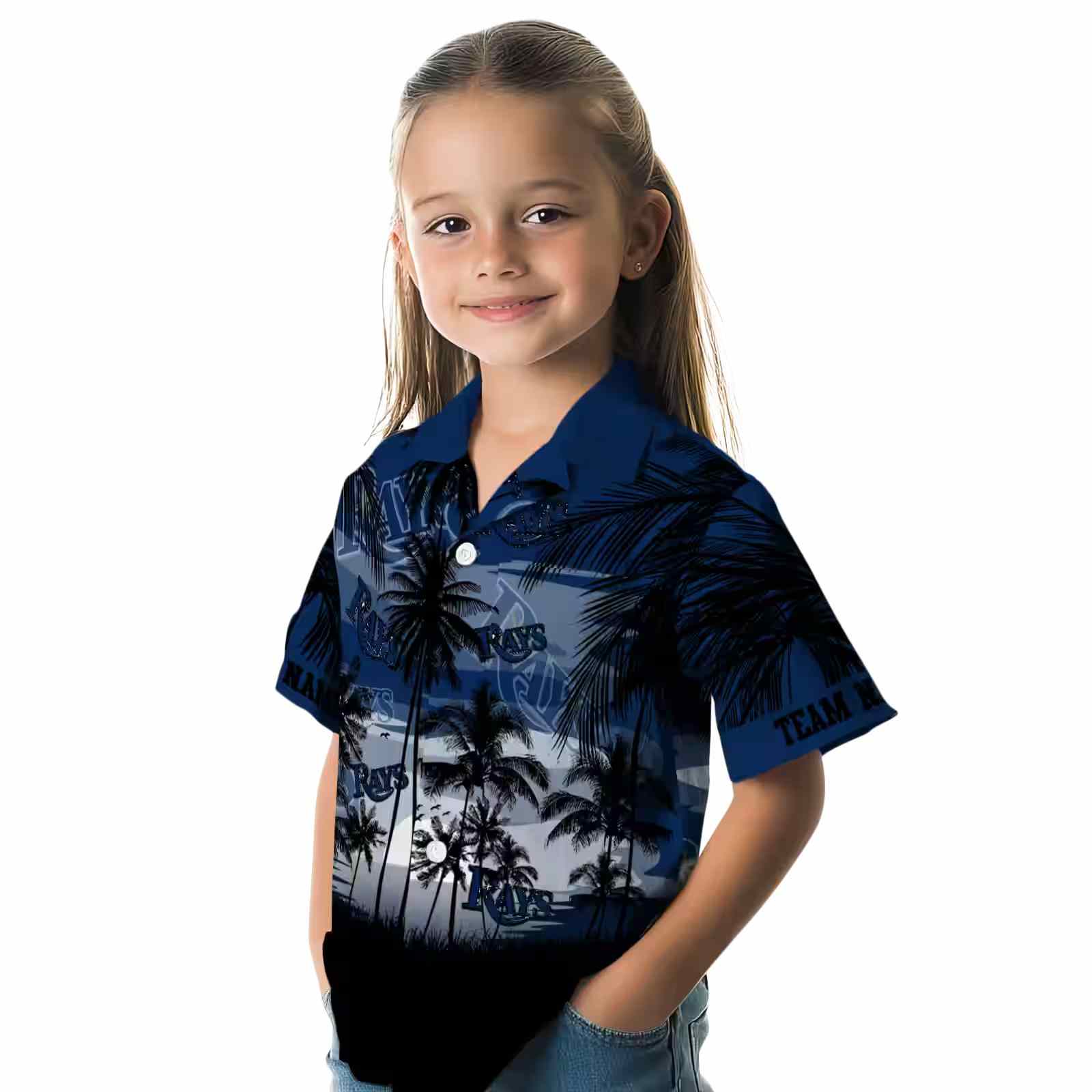 custom tampa bay rays sunset scene navy black hawaiian shirt premium grade