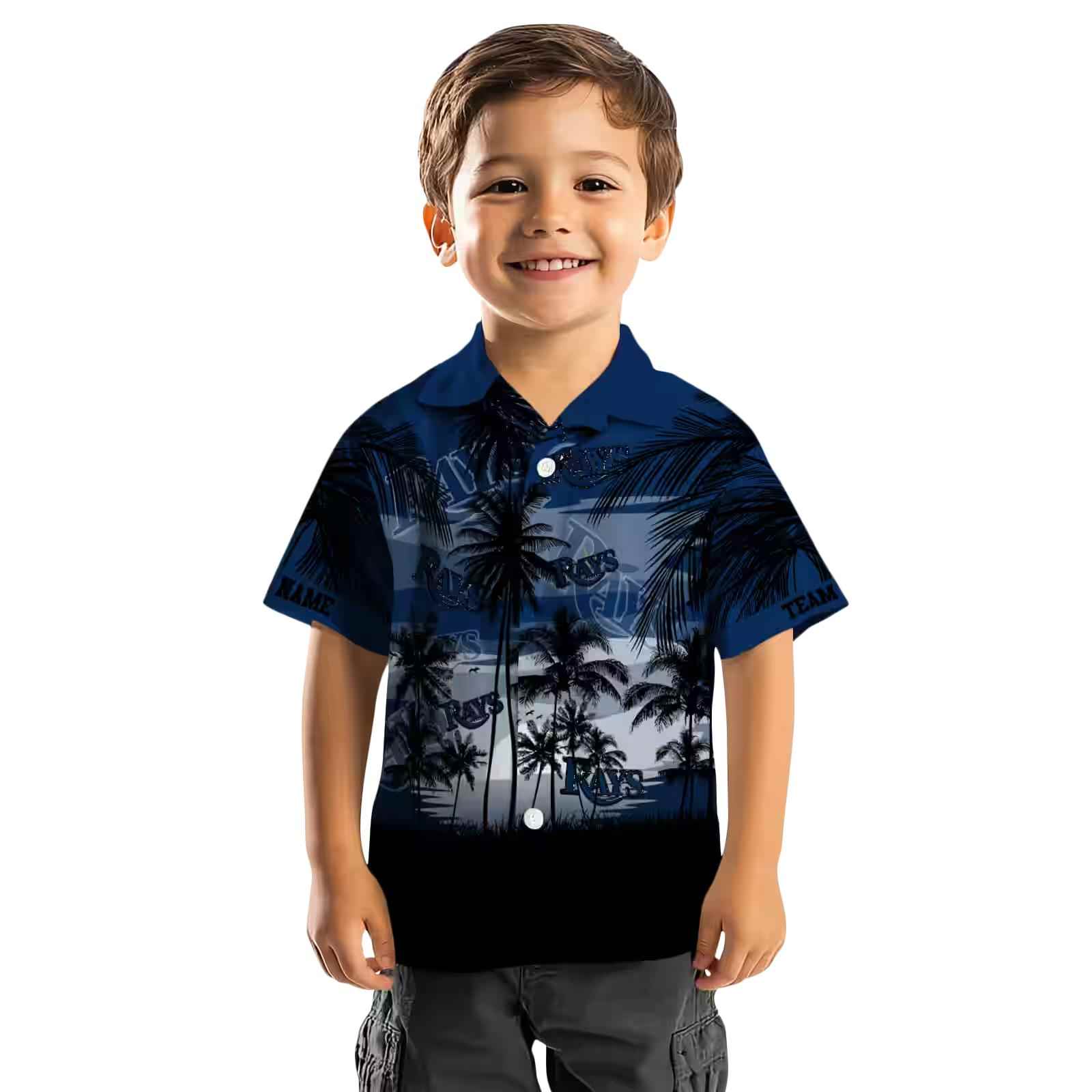 custom tampa bay rays sunset scene navy black hawaiian shirt top rated