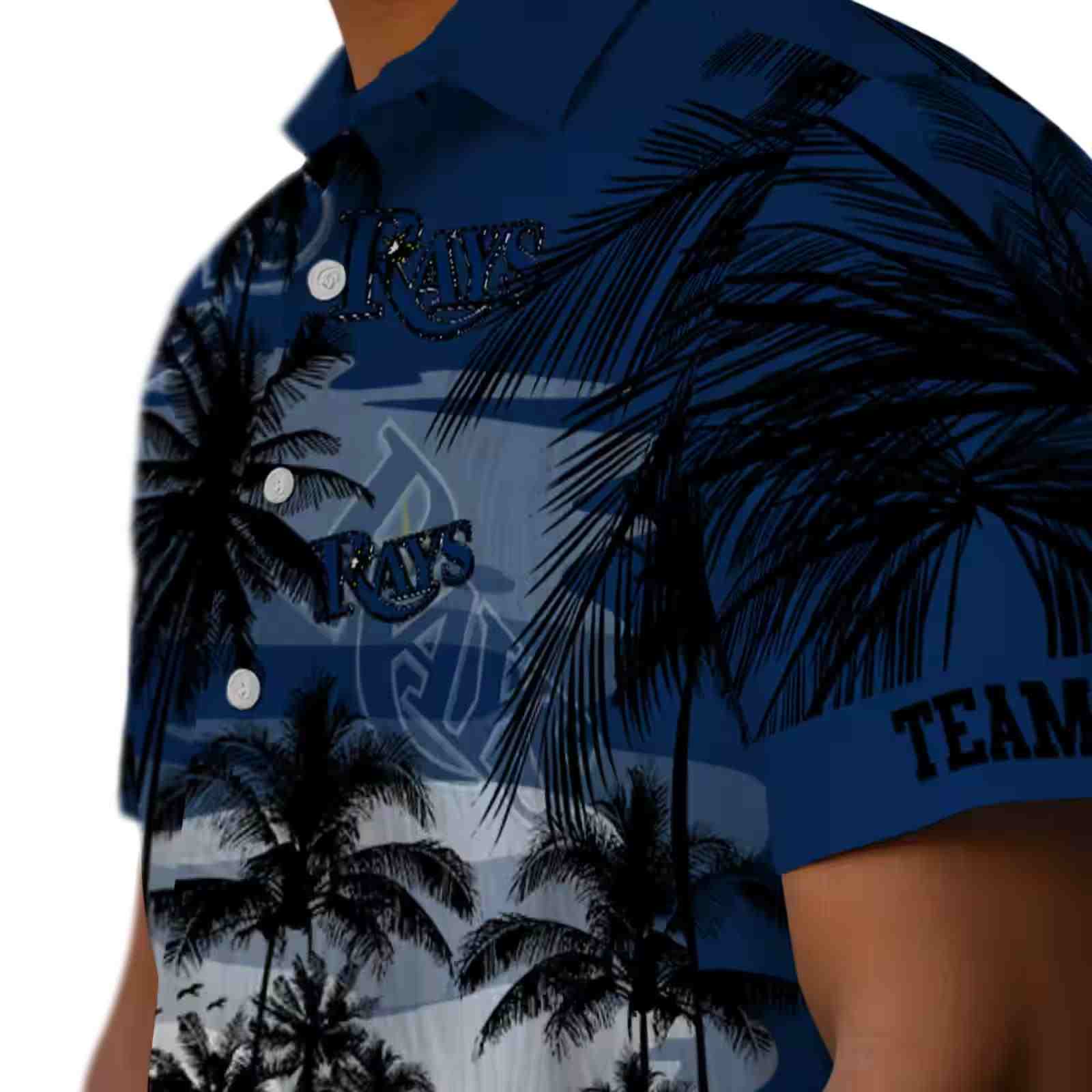 custom tampa bay rays sunset scene navy black hawaiian shirt trendy