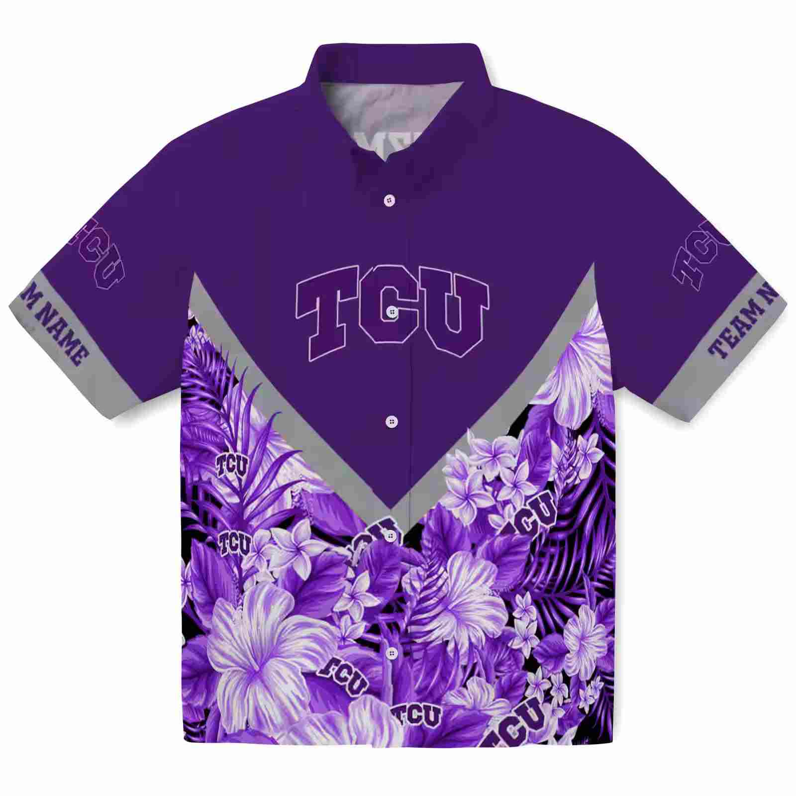 Custom TCU Horned Frogs Floral Chevron Purple Hawaiian Shirt